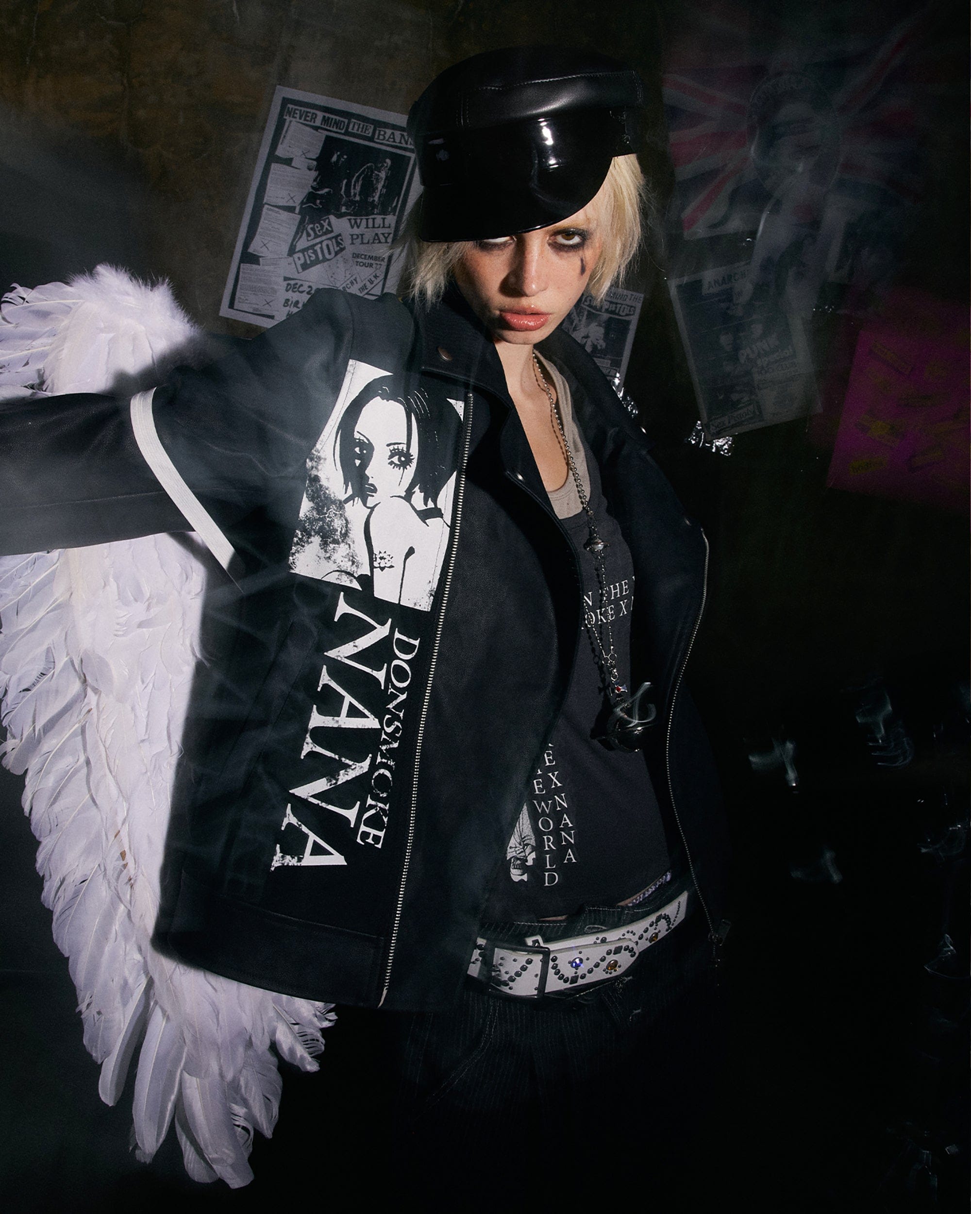 DONSMOKE × NANA Asym Zip Faux Leather Biker Jacket