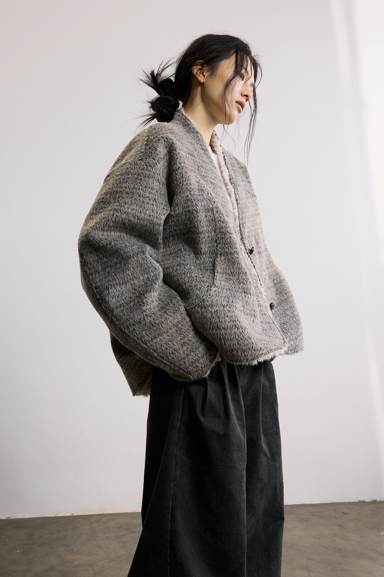 SAME FLOW Reversible Wool-Blend Fleece Jacket