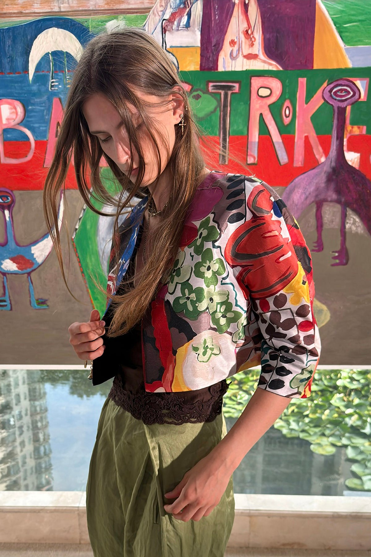 WINGFREE Reversible Floral Cropped Jacket