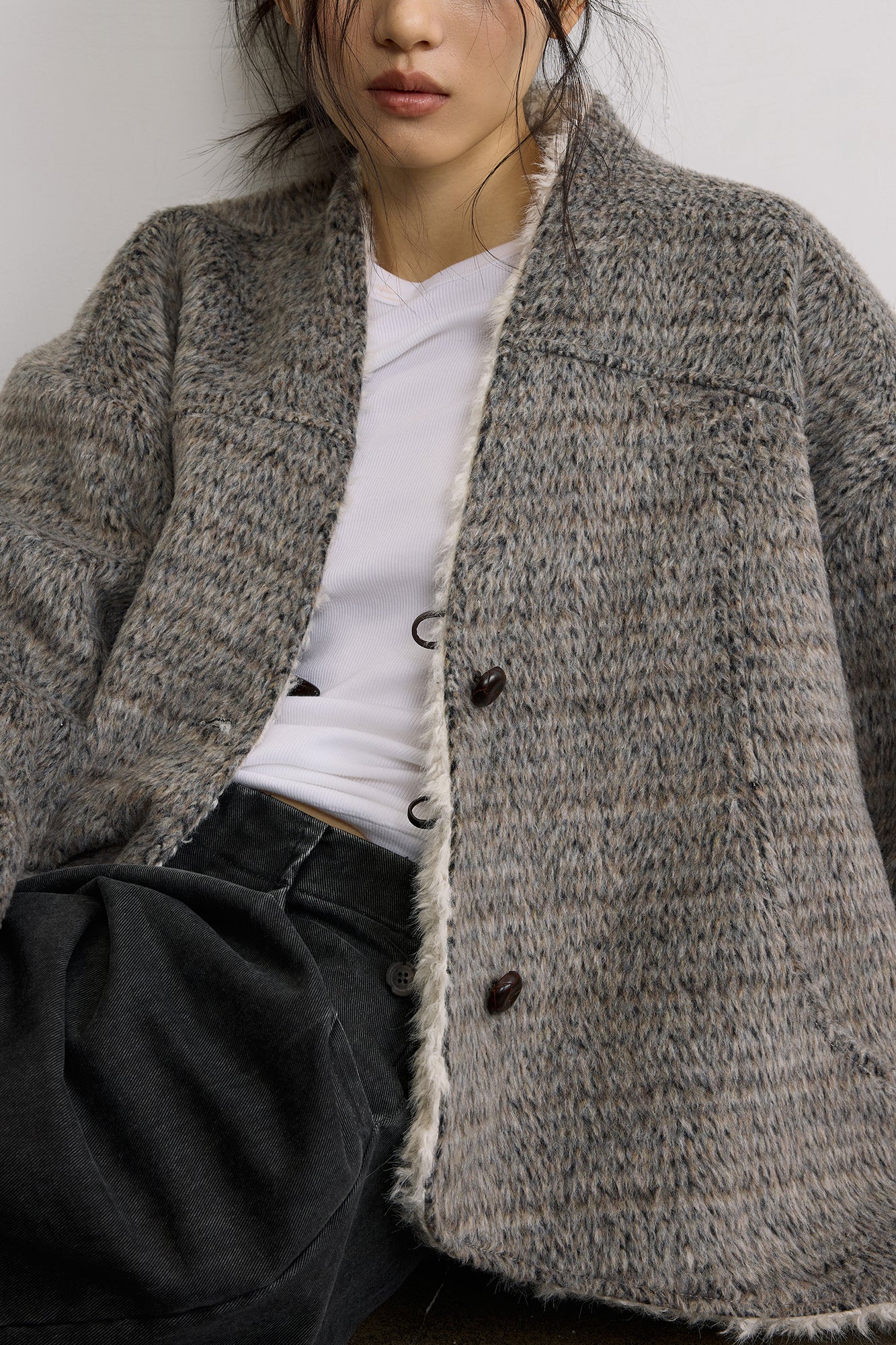 SAME FLOW Reversible Wool-Blend Fleece Jacket