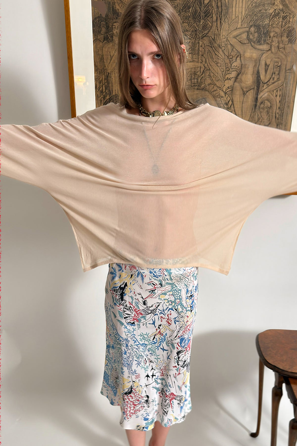 WINGFREE Retro Sheer Relaxed Long-Sleeve Tee