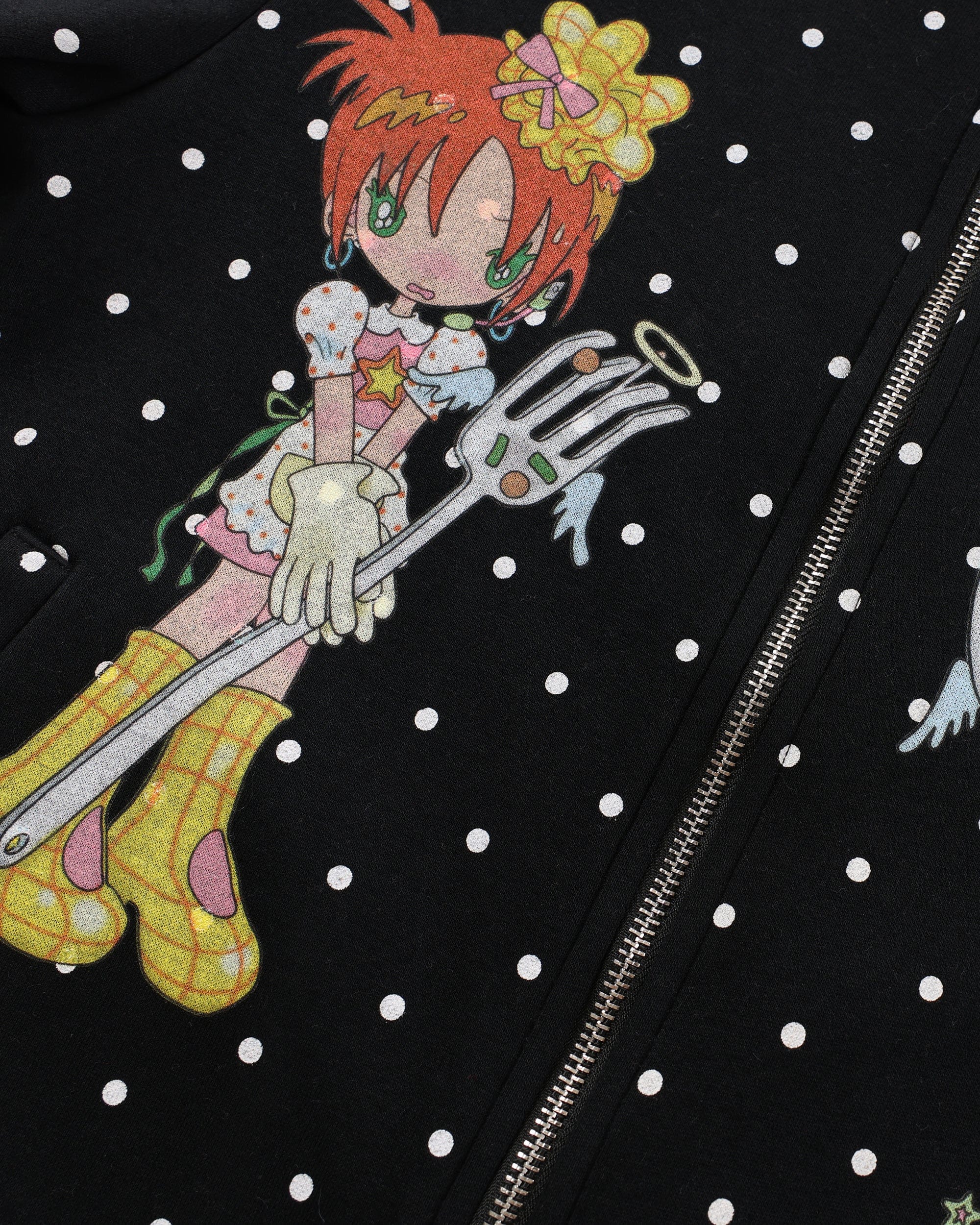 HAVE A MEAL x Sunonebird Polka-Dot Illustrated Fleece Jacket