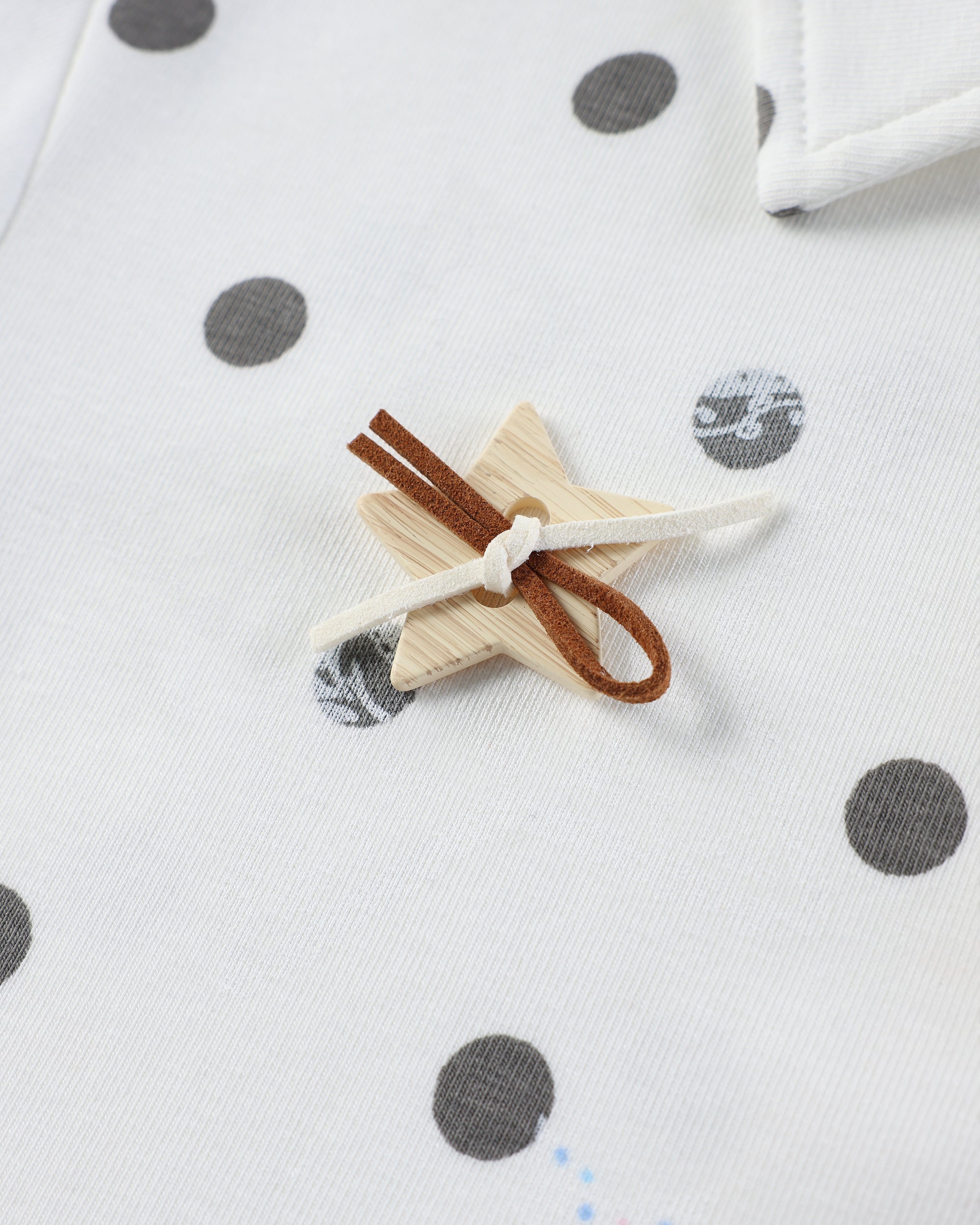 HAVE A MEAL × Congming Polka Dot Ruffle-Hem Polo Tee