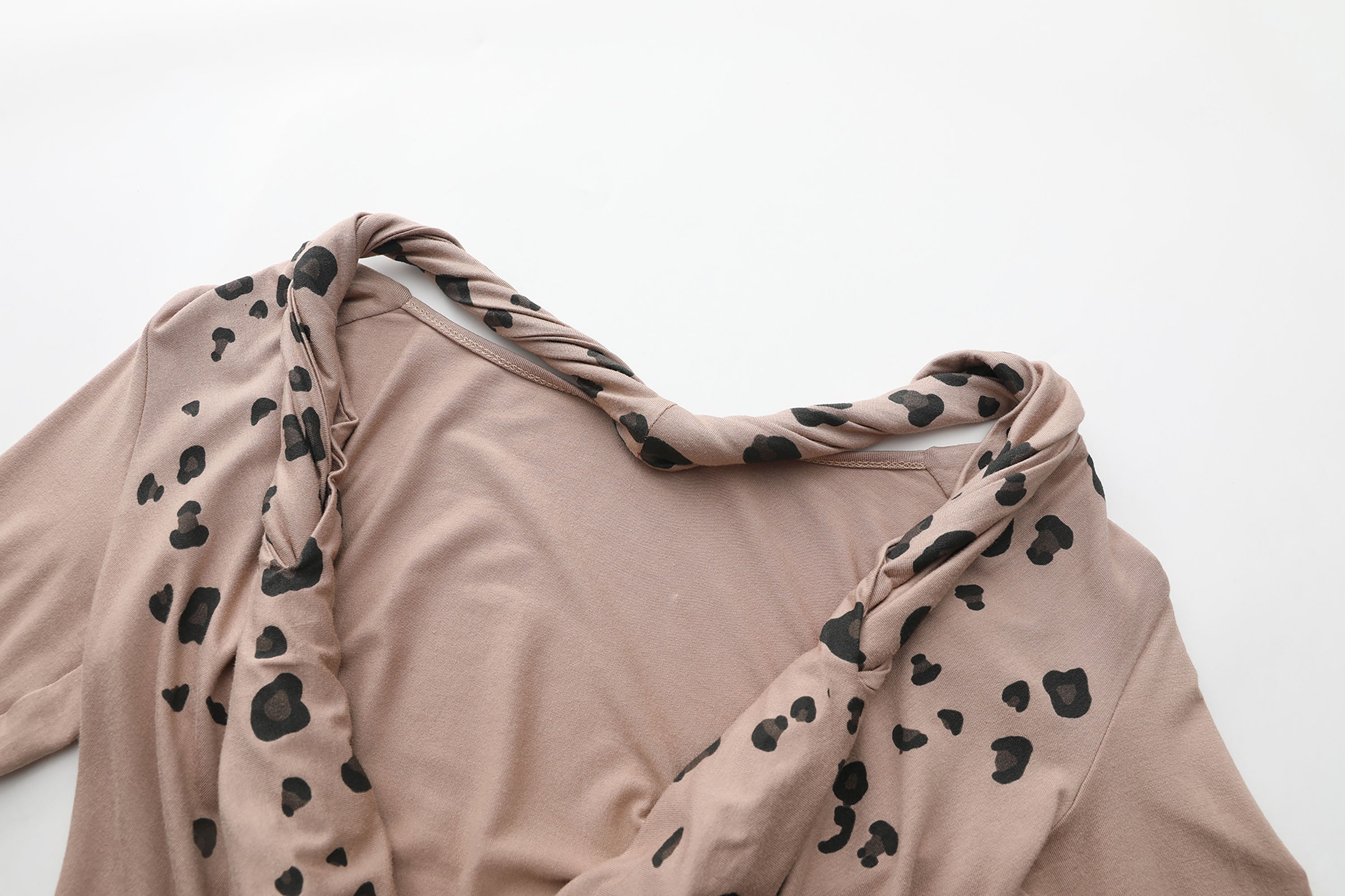 NEVER OFFEND L ANGEL Leopard-Draped Twisted Off-Shoulder Top