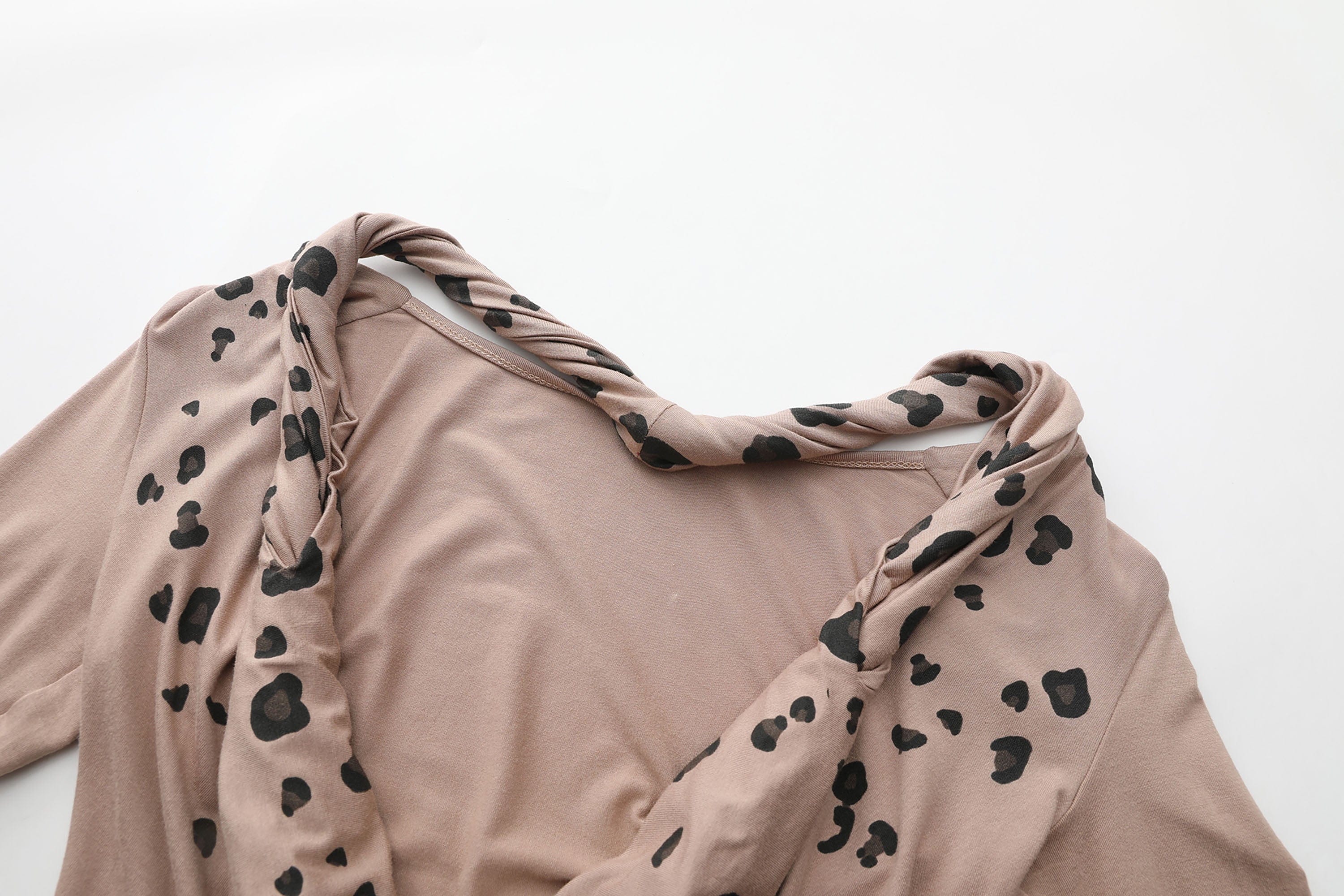NEVER OFFEND L ANGEL Leopard-Draped Twisted Off-Shoulder Top