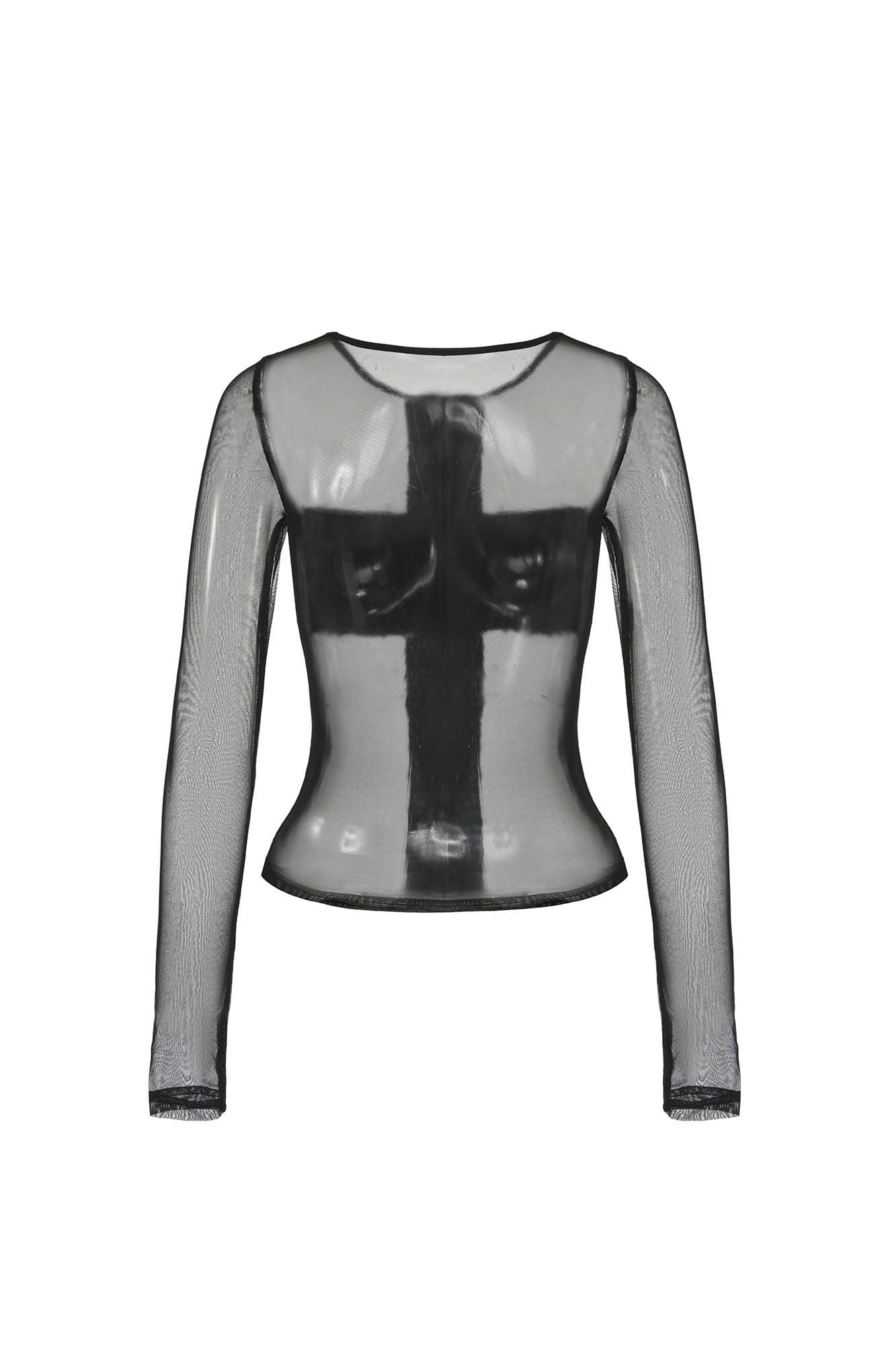 NEVER OFFEND L ANGEL Cross-Panel Faux-Fur Mesh Bodycon Top