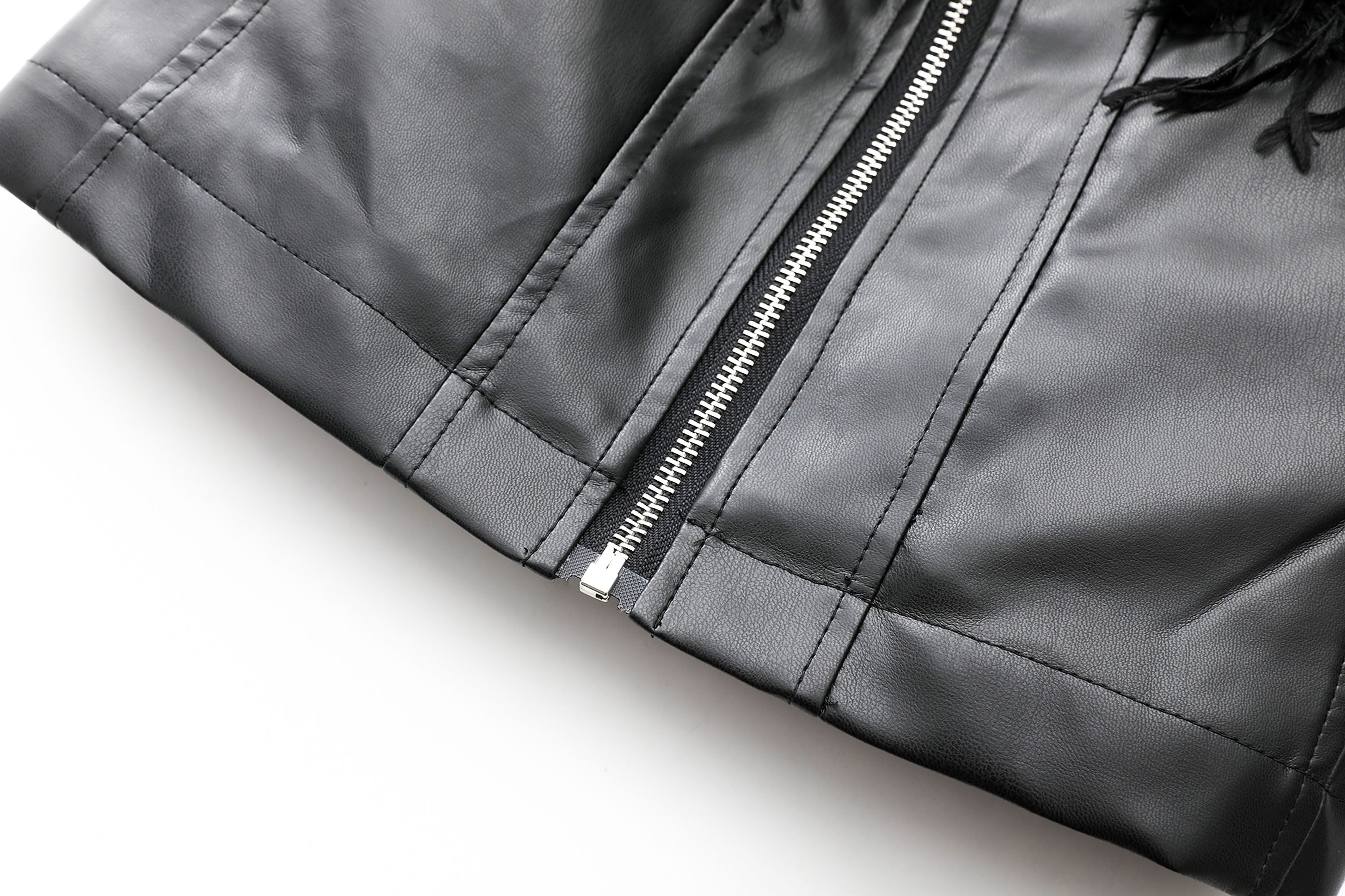 NEVER OFFEND L ANGEL Waisted Faux-Fur Spliced Faux Leather Jacket