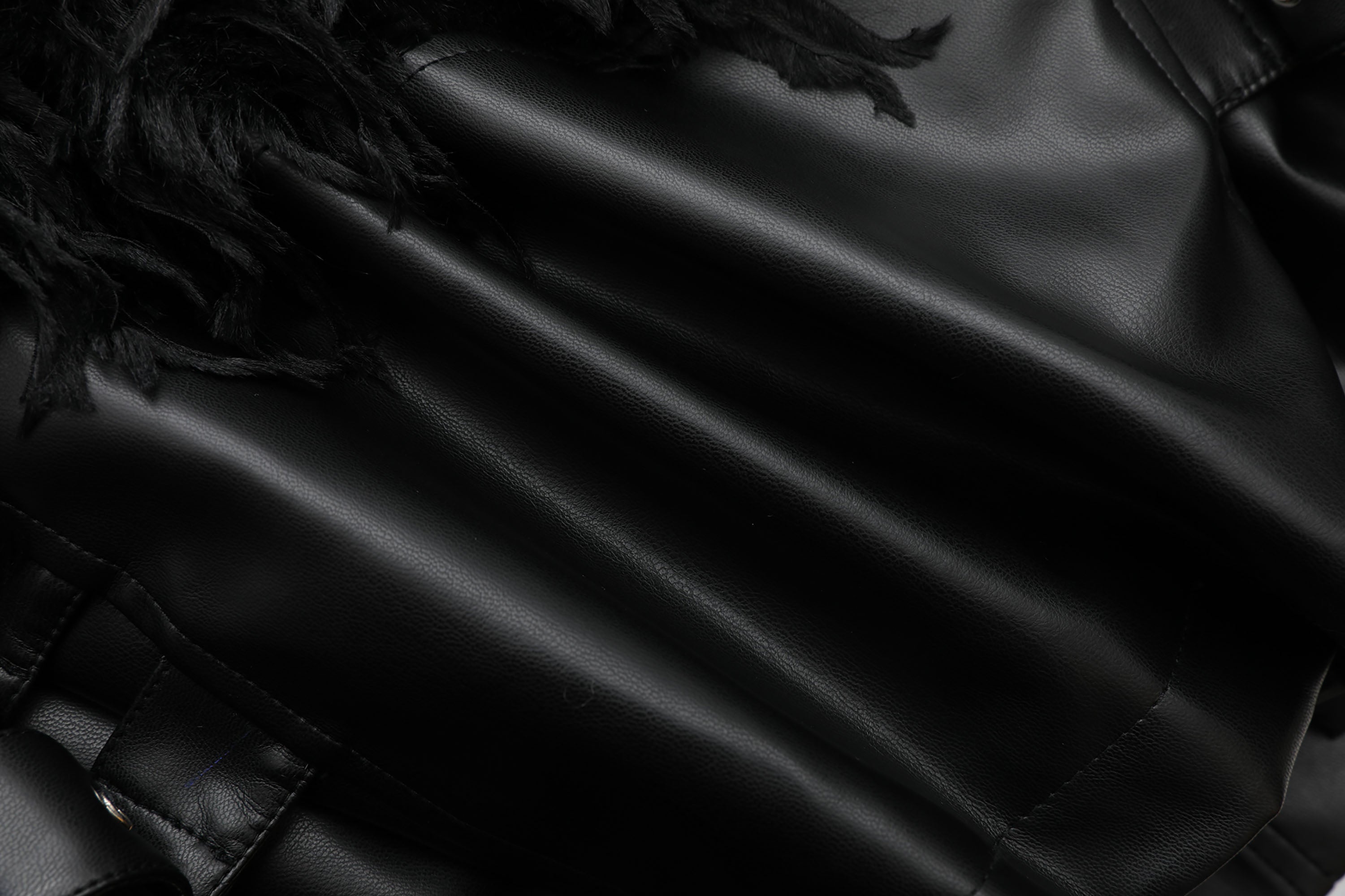 NEVER OFFEND L ANGEL Waisted Faux-Fur Spliced Faux Leather Jacket