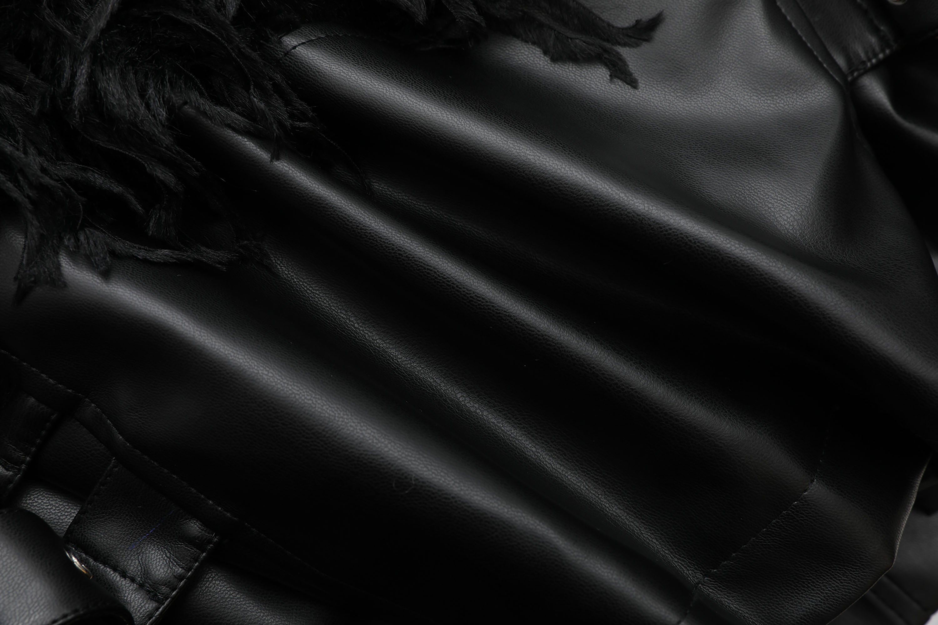 NEVER OFFEND L ANGEL Waisted Faux-Fur Spliced Faux Leather Jacket