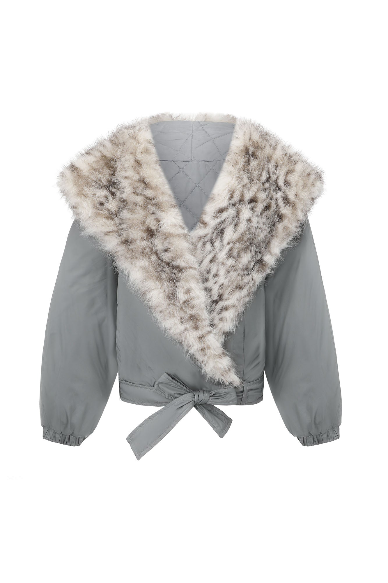 NEVER OFFEND L ANGEL Fuzzy Faux Fur V-Panel Oversized Jacket