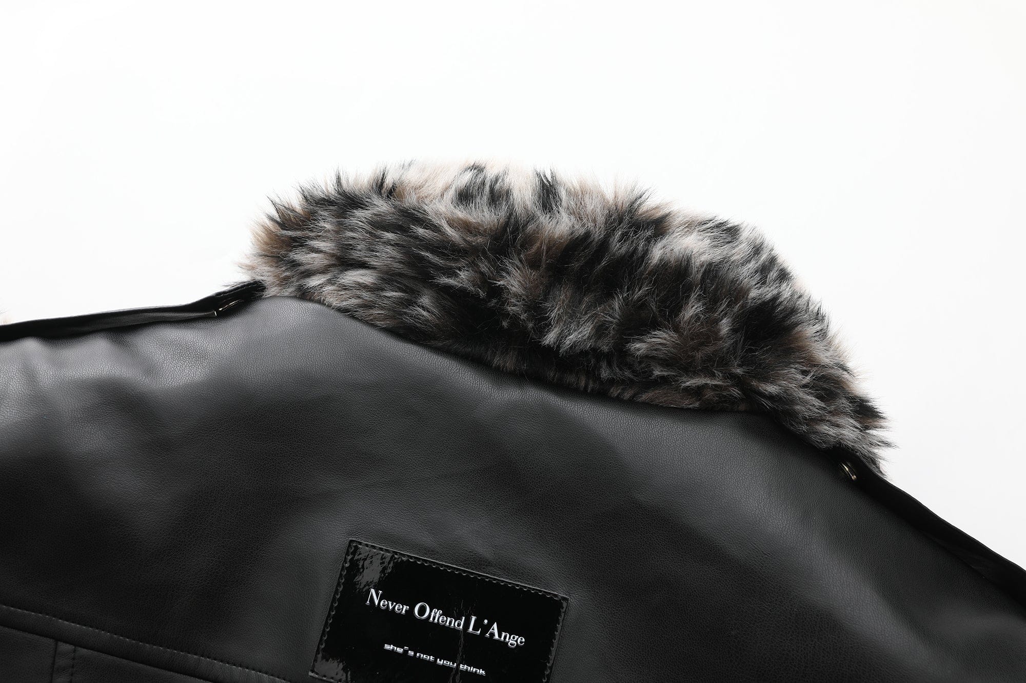 NEVER OFFEND L ANGEL Leopard Faux Fur Panel Biker Jacket