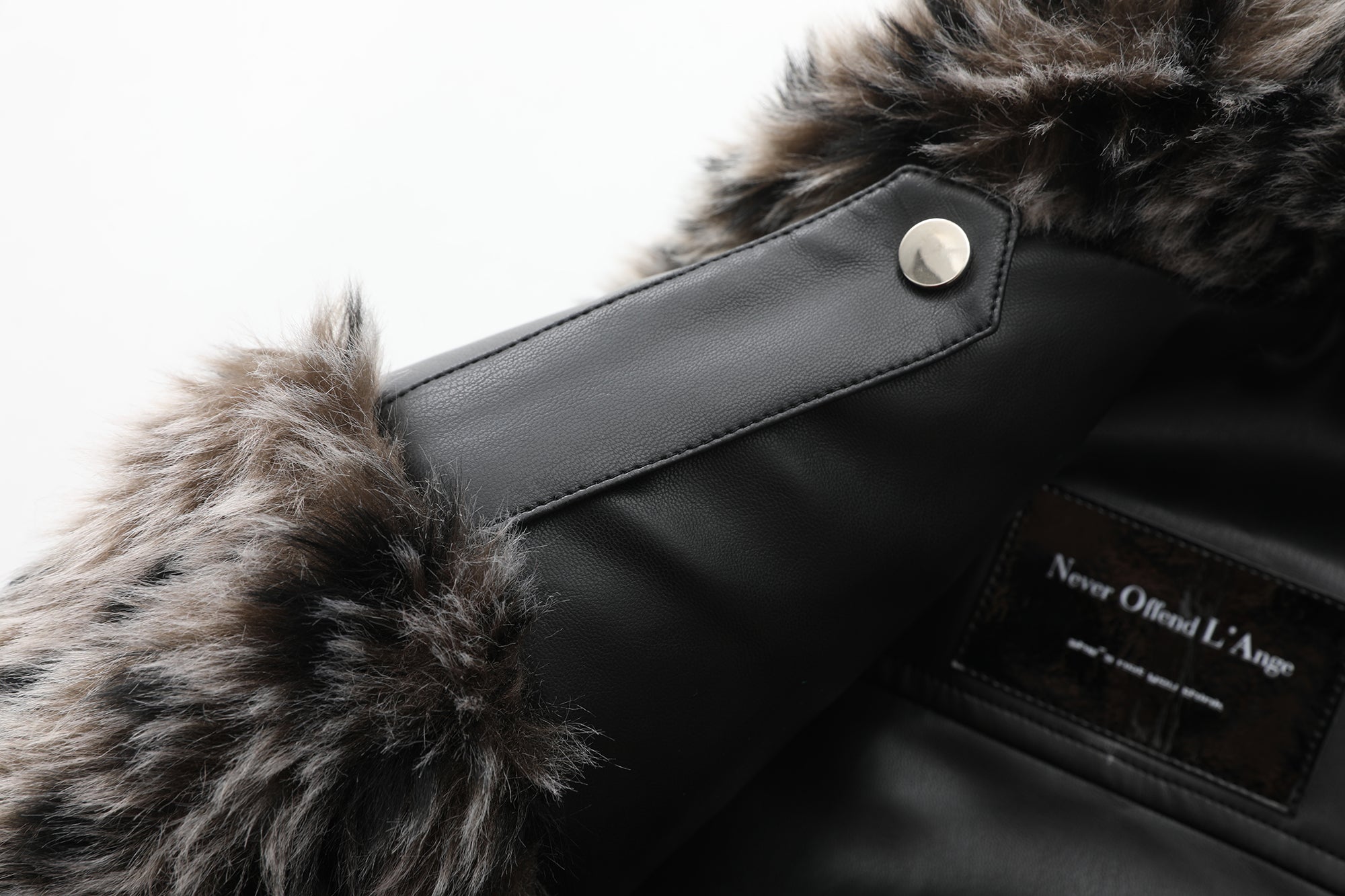 NEVER OFFEND L ANGEL Leopard Faux Fur Panel Biker Jacket