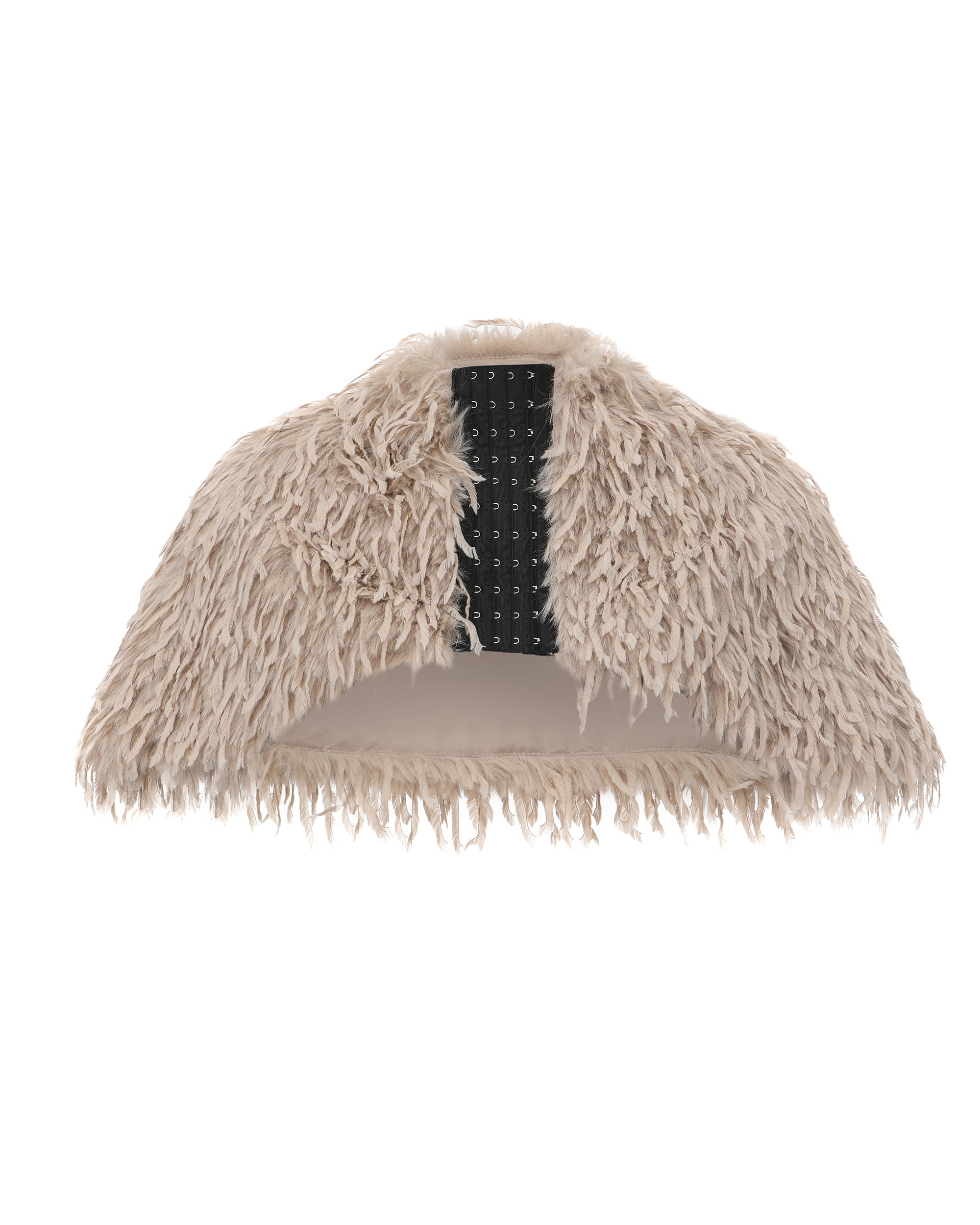 NEVER OFFEND L ANGEL Faux Fur Fringe Button Cape