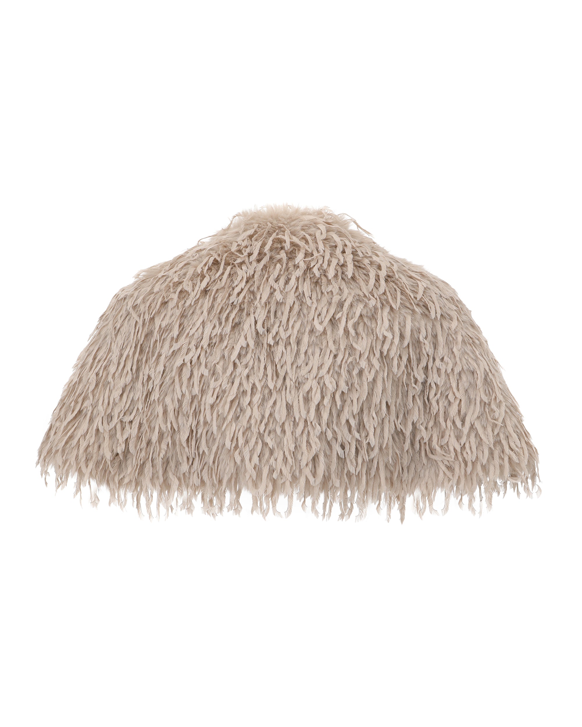 NEVER OFFEND L ANGEL Faux Fur Fringe Button Cape