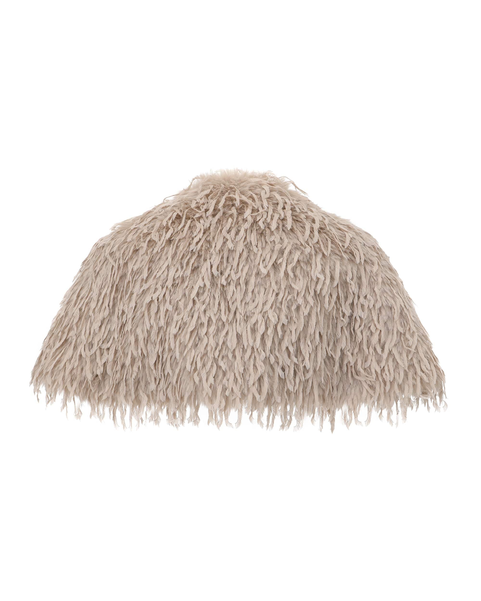 NEVER OFFEND L ANGEL Faux Fur Fringe Button Cape
