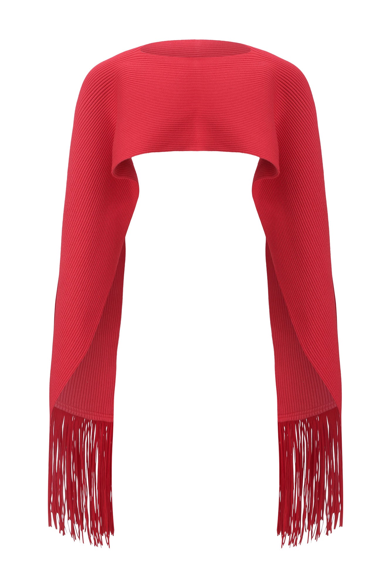 NEVER OFFEND L ANGEL Deep-V Knit Dress with Fringe Cape