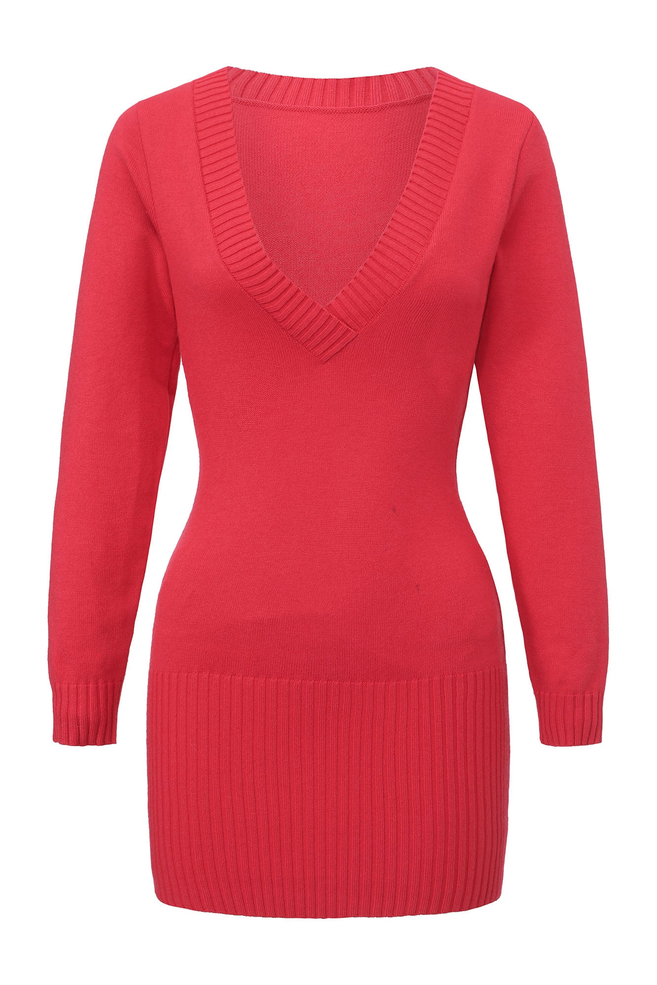 NEVER OFFEND L ANGEL Deep-V Knit Dress with Fringe Cape