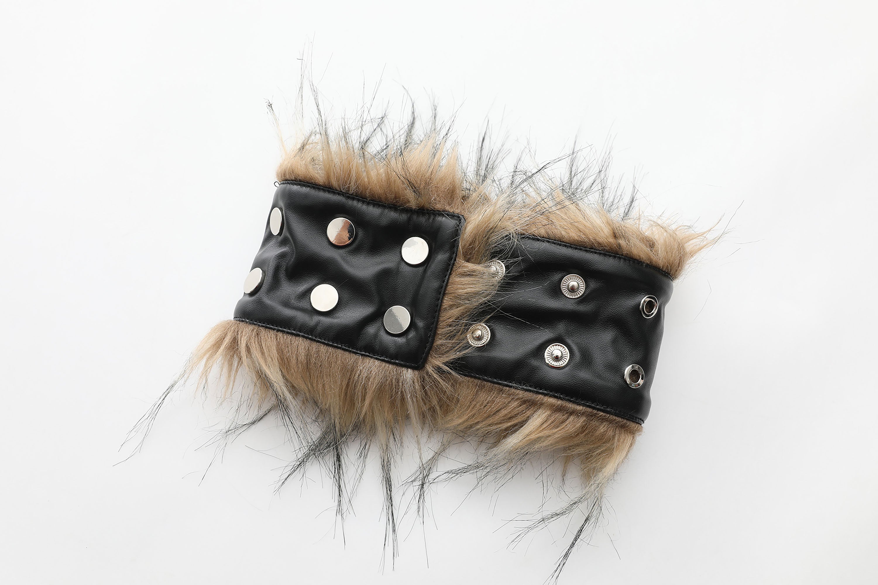 NEVER OFFEND L ANGEL Studded Faux Leather & Faux-Fur Choker