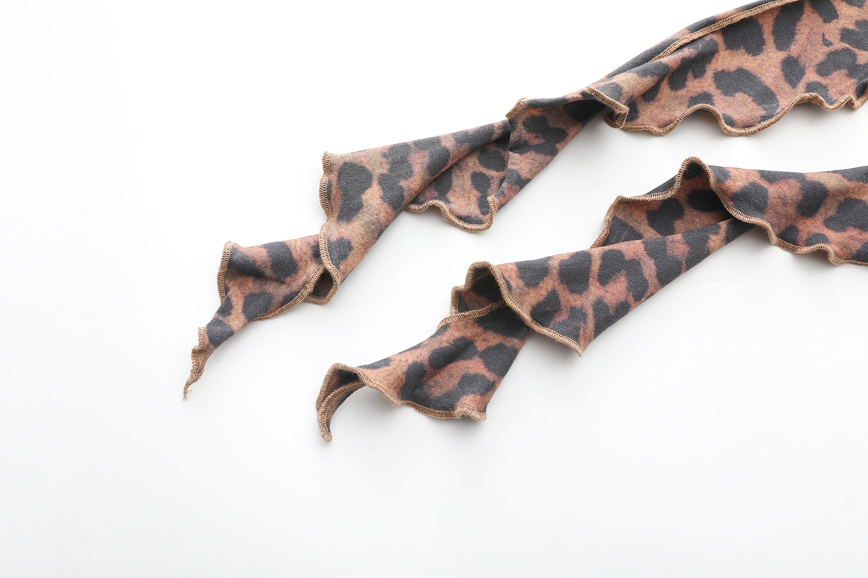 NEVER OFFEND L ANGEL Leopard Ruched High-Neck Cut-Out Halter Top