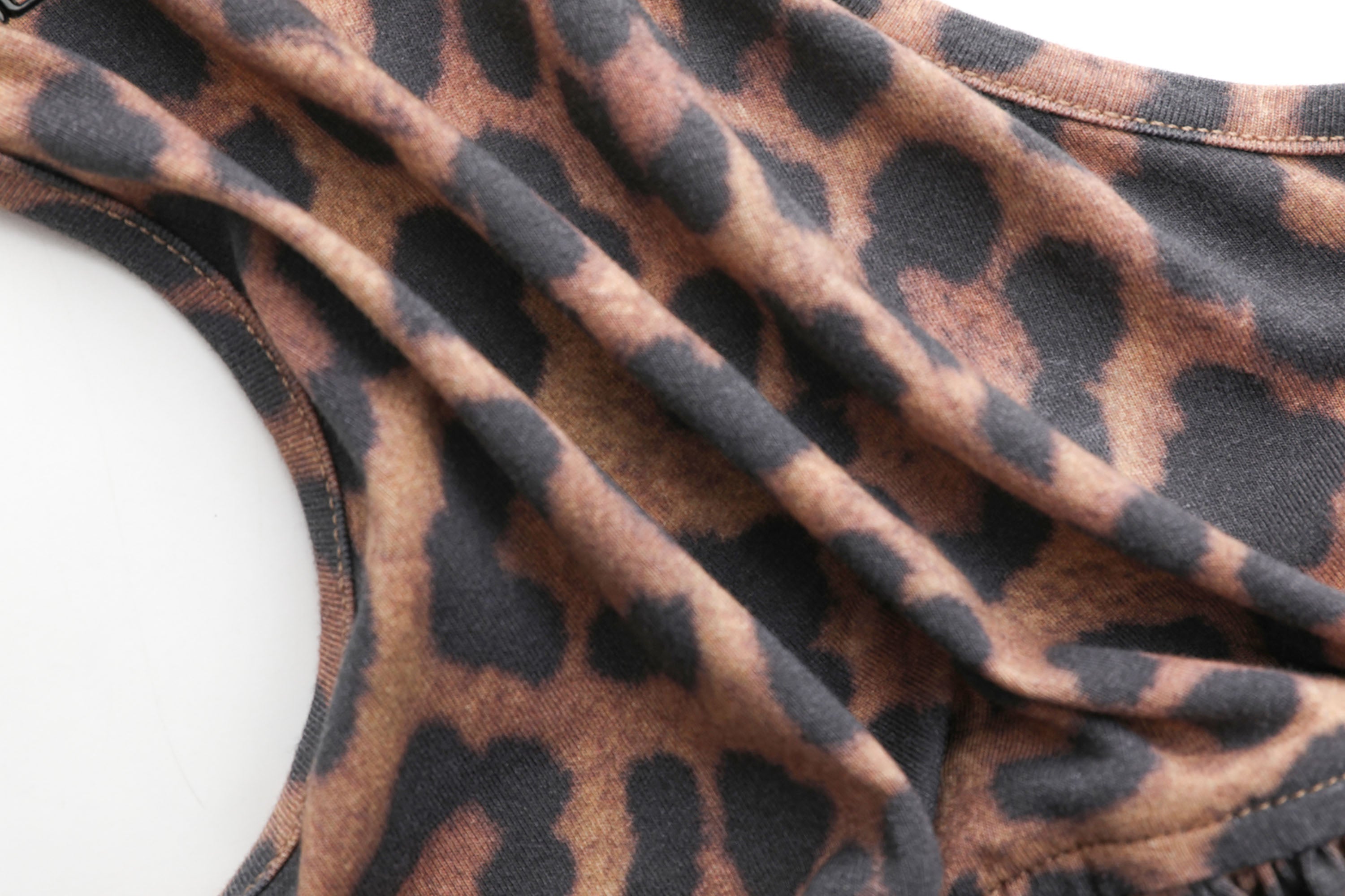 NEVER OFFEND L ANGEL Leopard Ruched High-Neck Cut-Out Halter Top