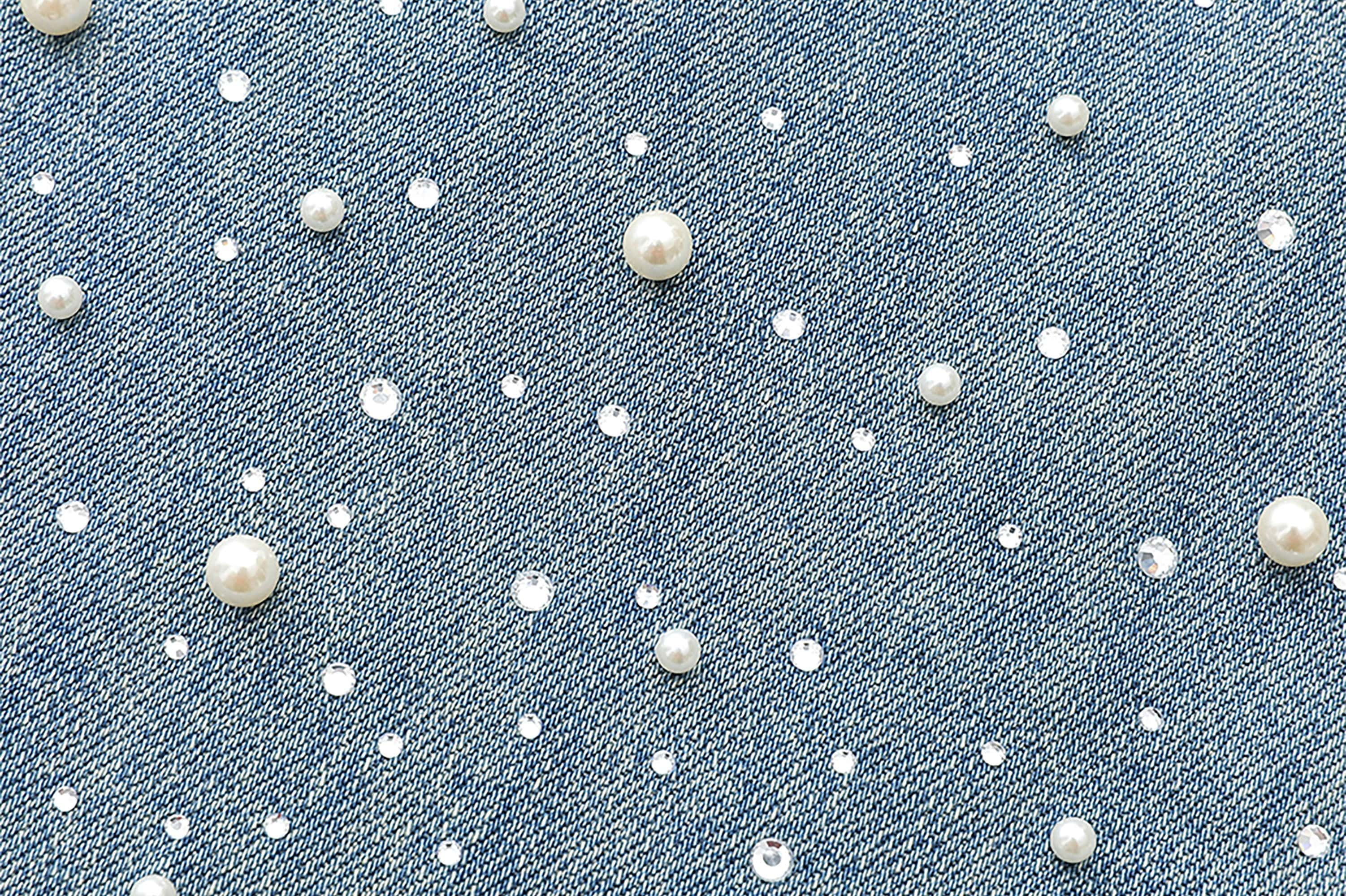 NEVER OFFEND L ANGEL Pearl-Embellished Washed Straight-Leg Jeans