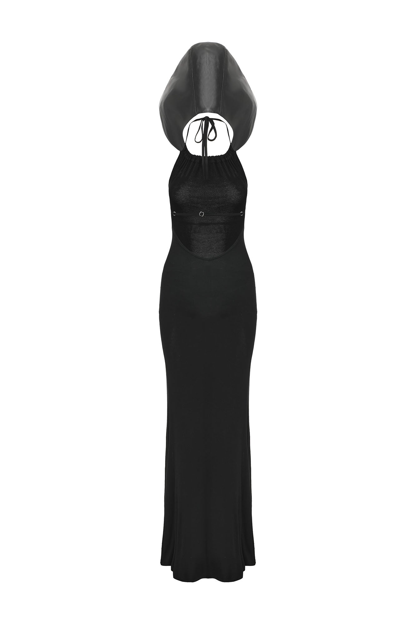 NEVER OFFEND L ANGEL Detachable-Hood Halter High-Slit Maxi Dress