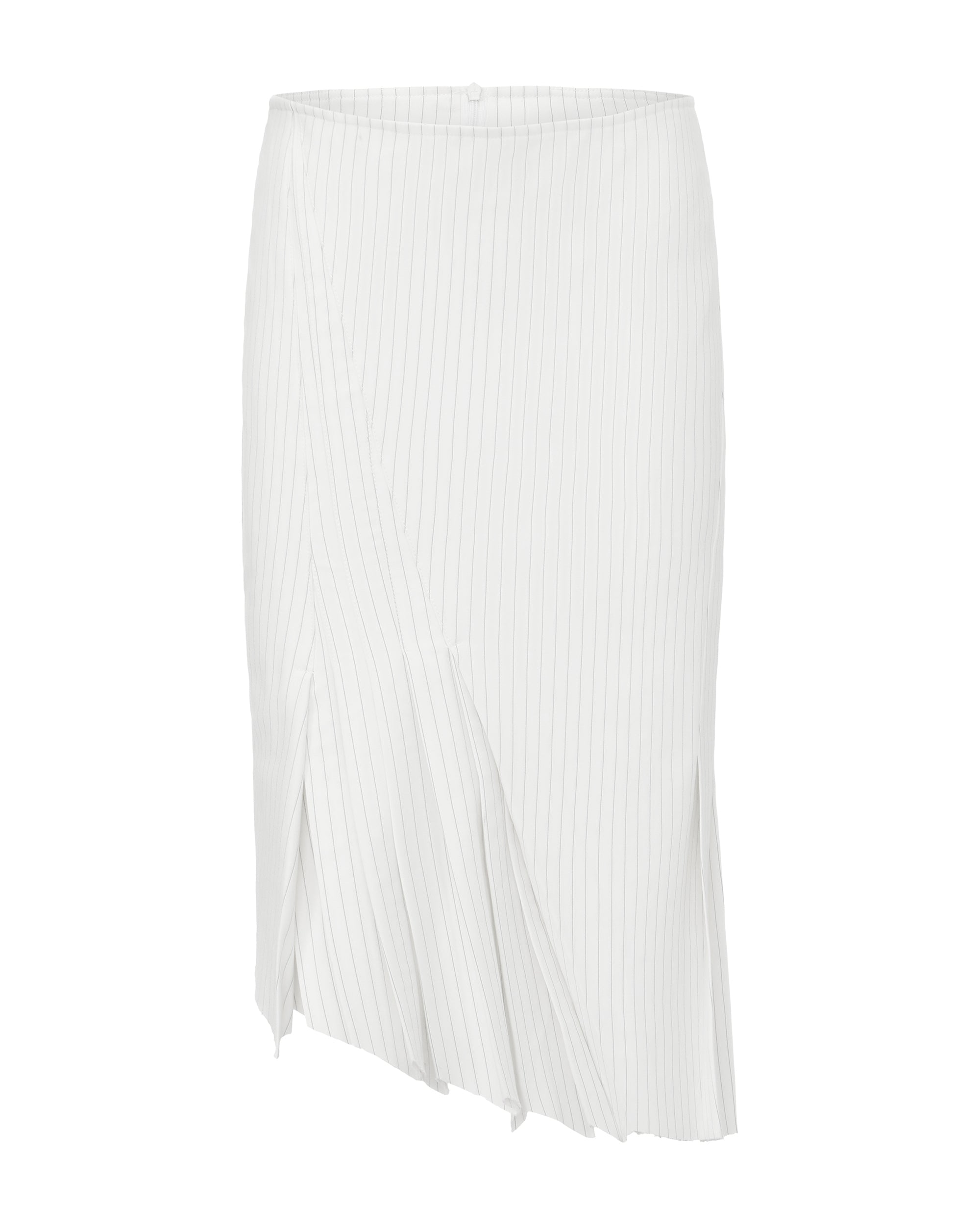NEVER OFFEND L ANGEL Asymmetric Hem Stripe Double-Layer Pleated Skirt