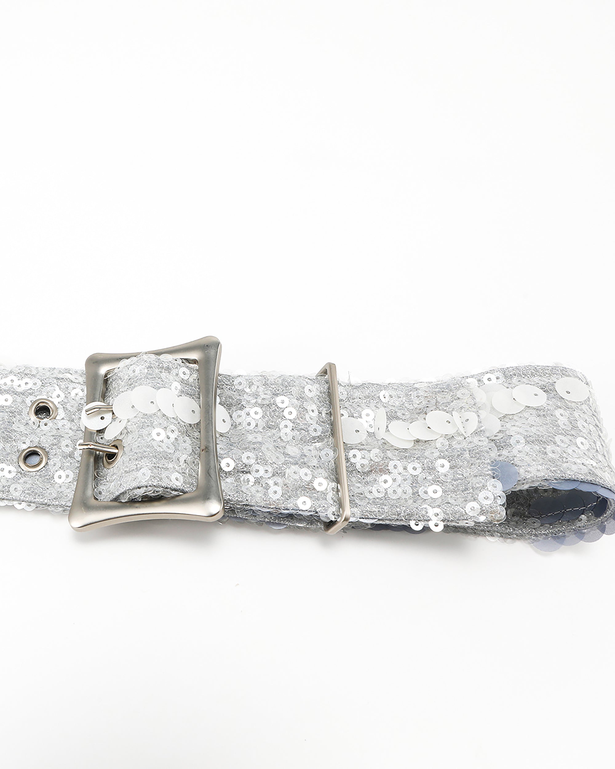 NEVER OFFEND L ANGEL Brushed Matte Silver Buckle Belt