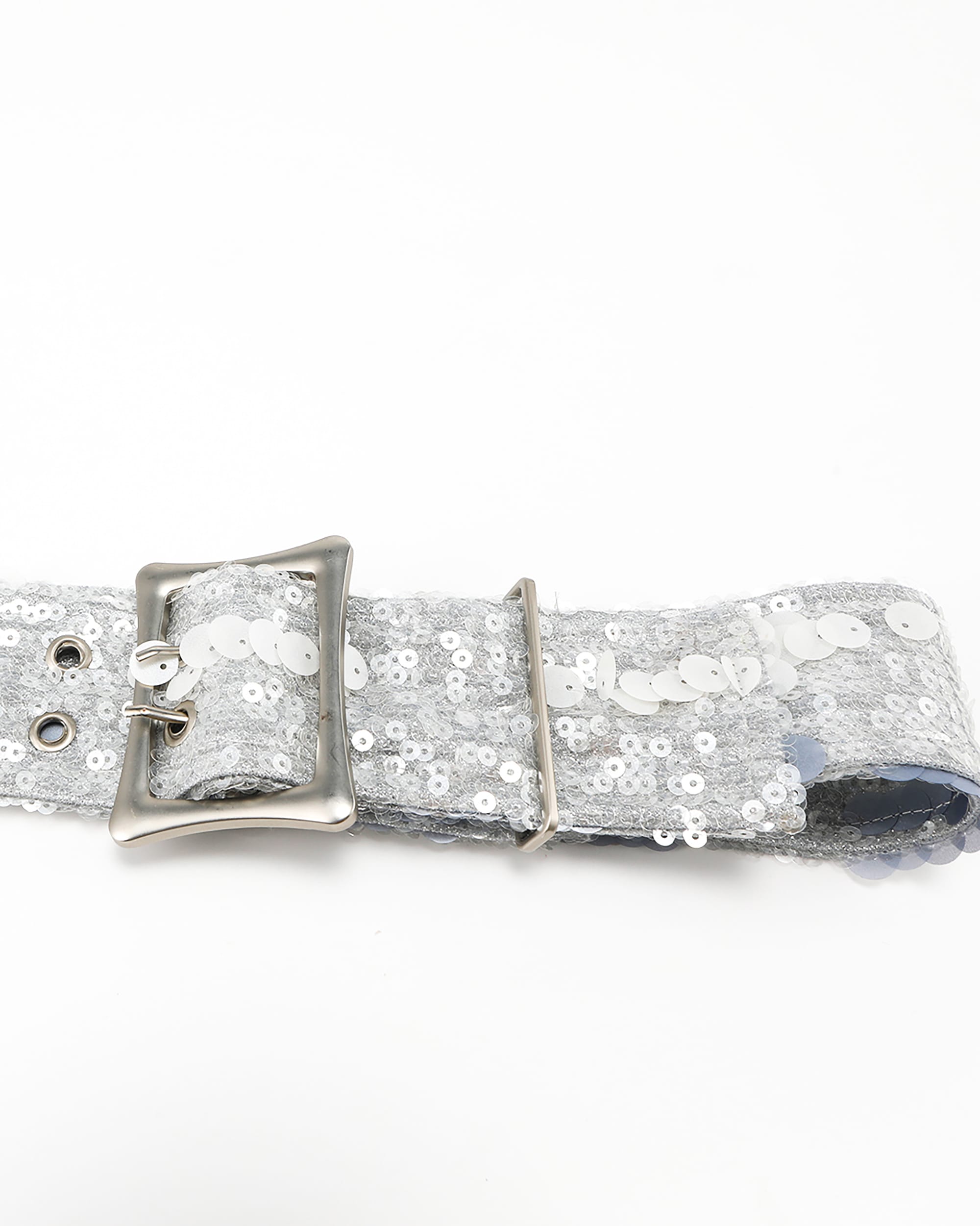 NEVER OFFEND L ANGEL Brushed Matte Silver Buckle Belt