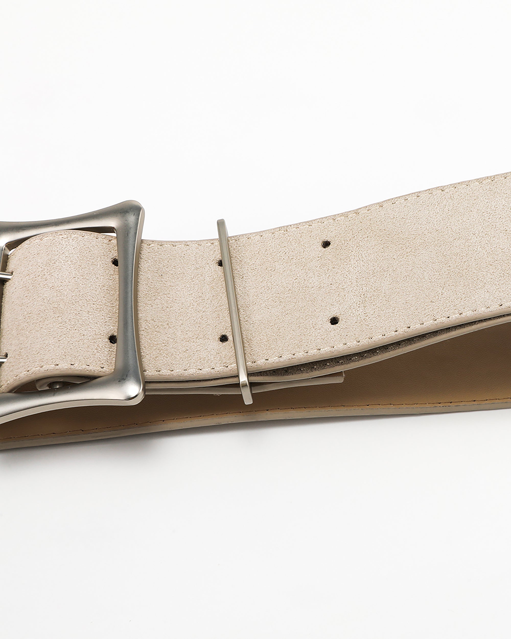 NEVER OFFEND L ANGEL Brushed Matte Silver Buckle Belt
