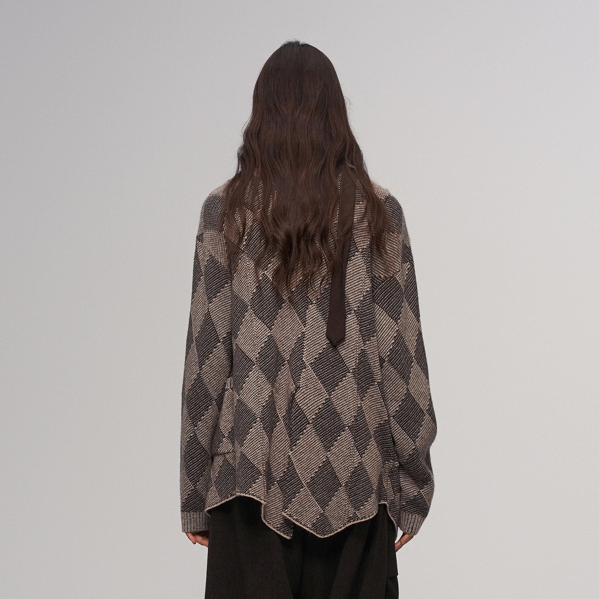 ILNya Nieternite Nifutur Wool-Blend Argyle Jacquard Cardigan Brown