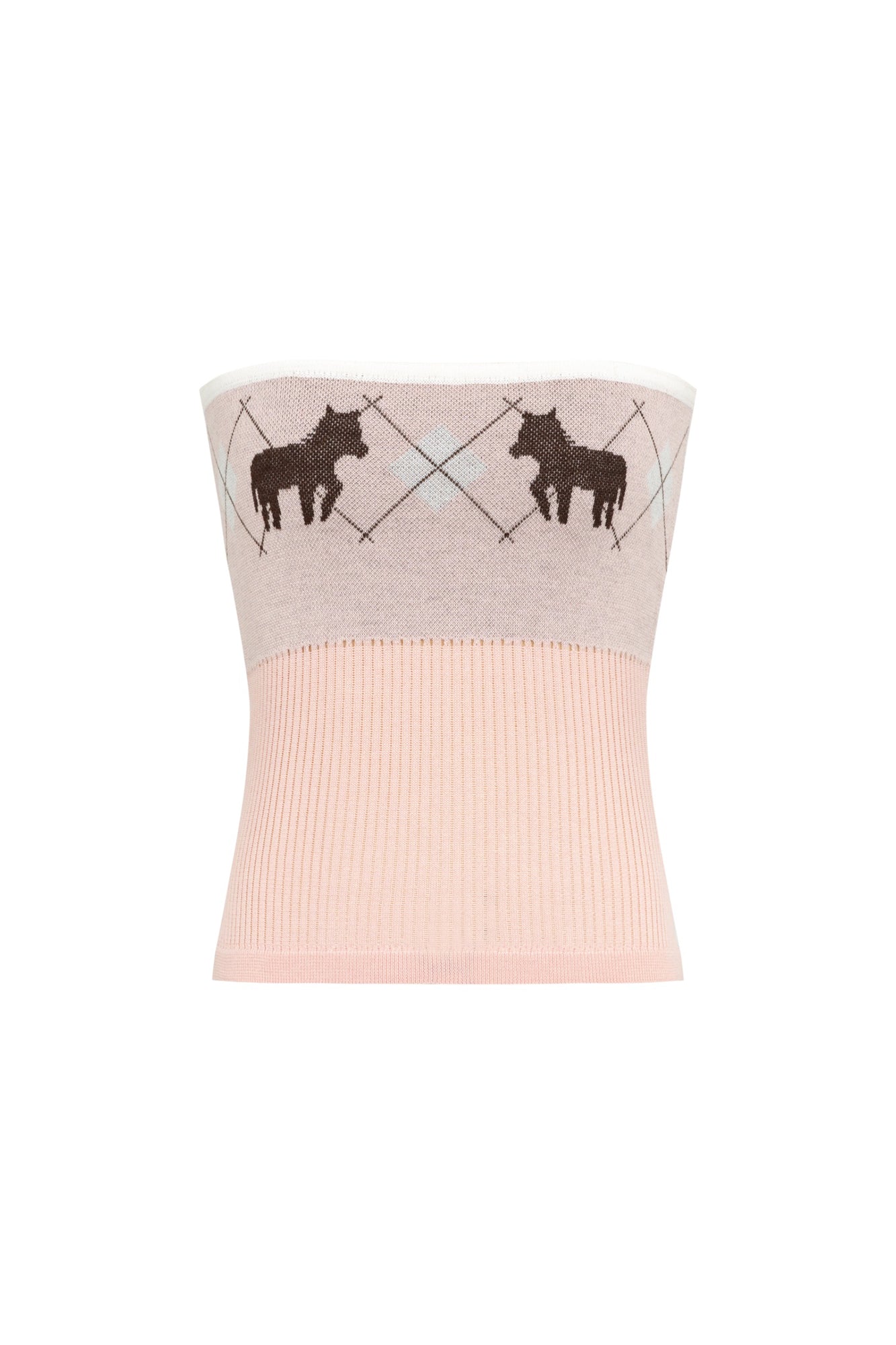 10AMSOTIIIIIIRED Argyle Horse Ribbed Twinset
