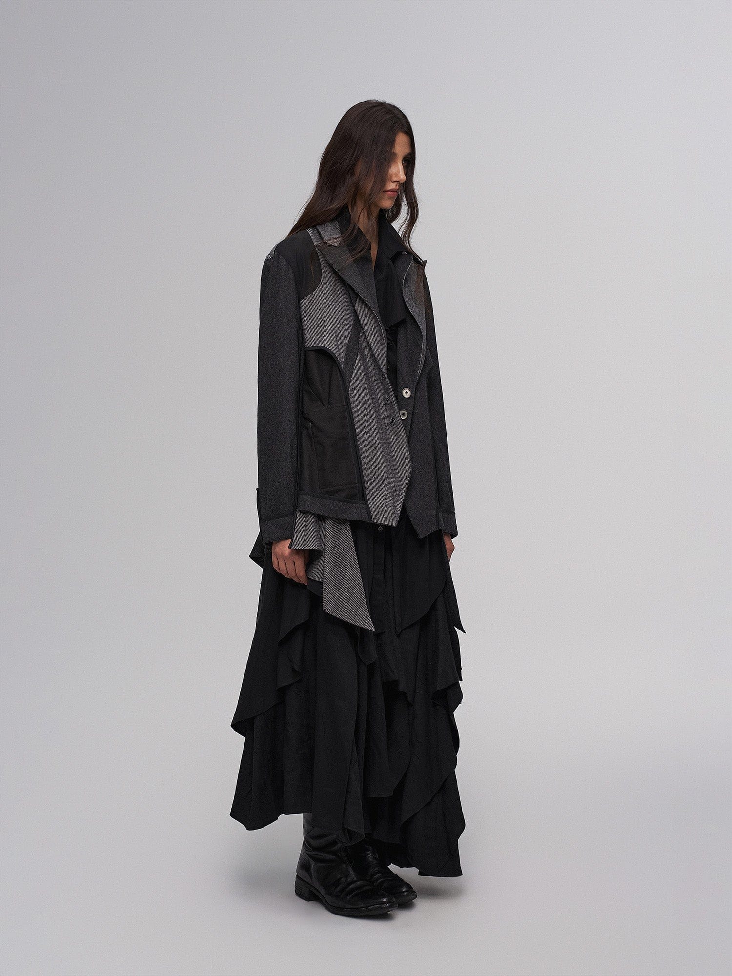 ILNya Nieternite Nifutur Asym Draped-Pleated Panel-Collar Blazer