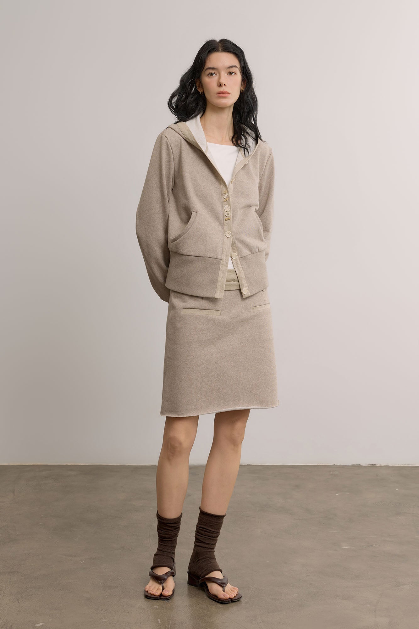 SAME FLOW Modern Cropped Botton-Up Hoodie