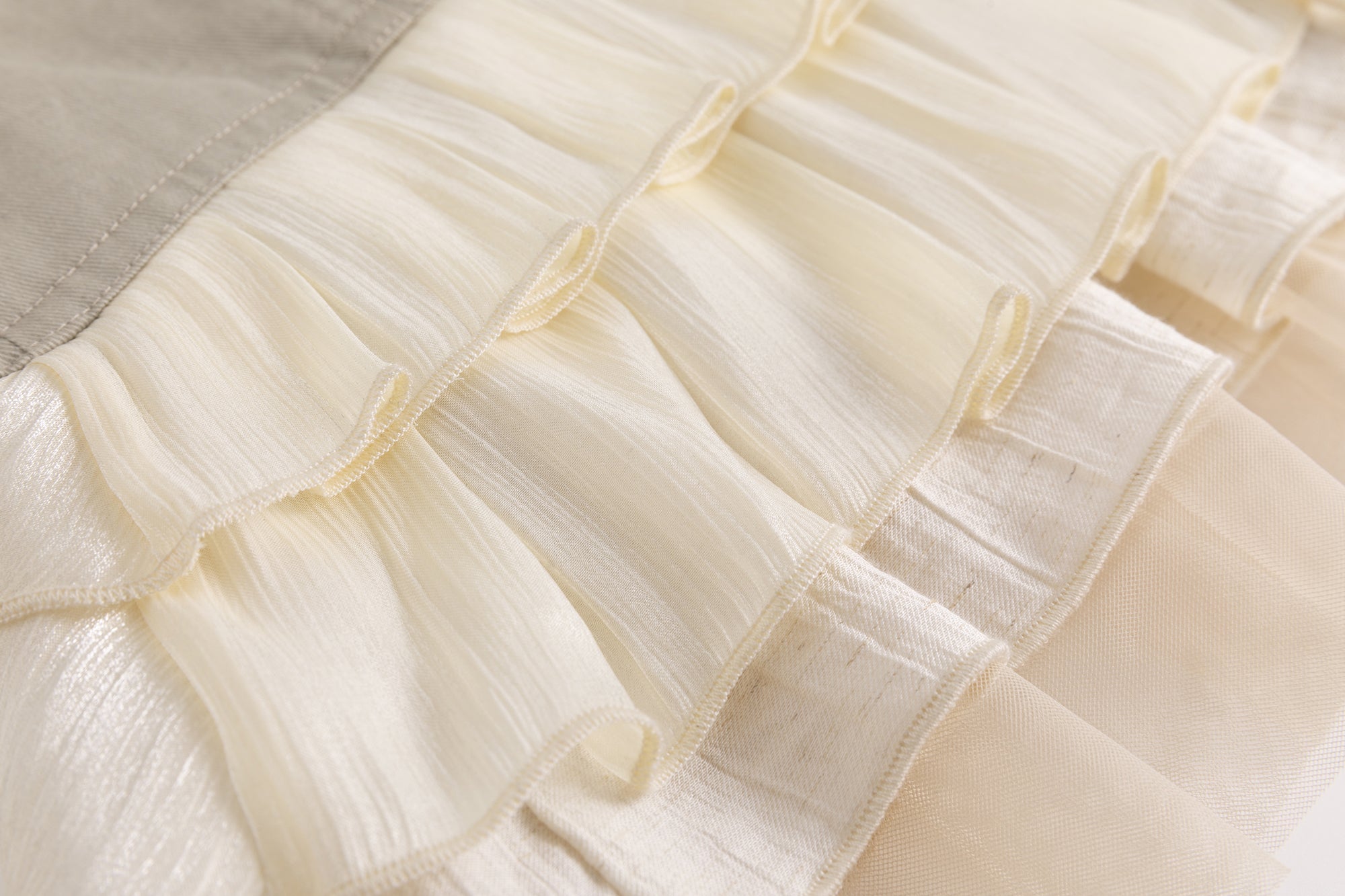 CESTNOUS Scroll-Embellished Layered Ruffle Mini Skirt