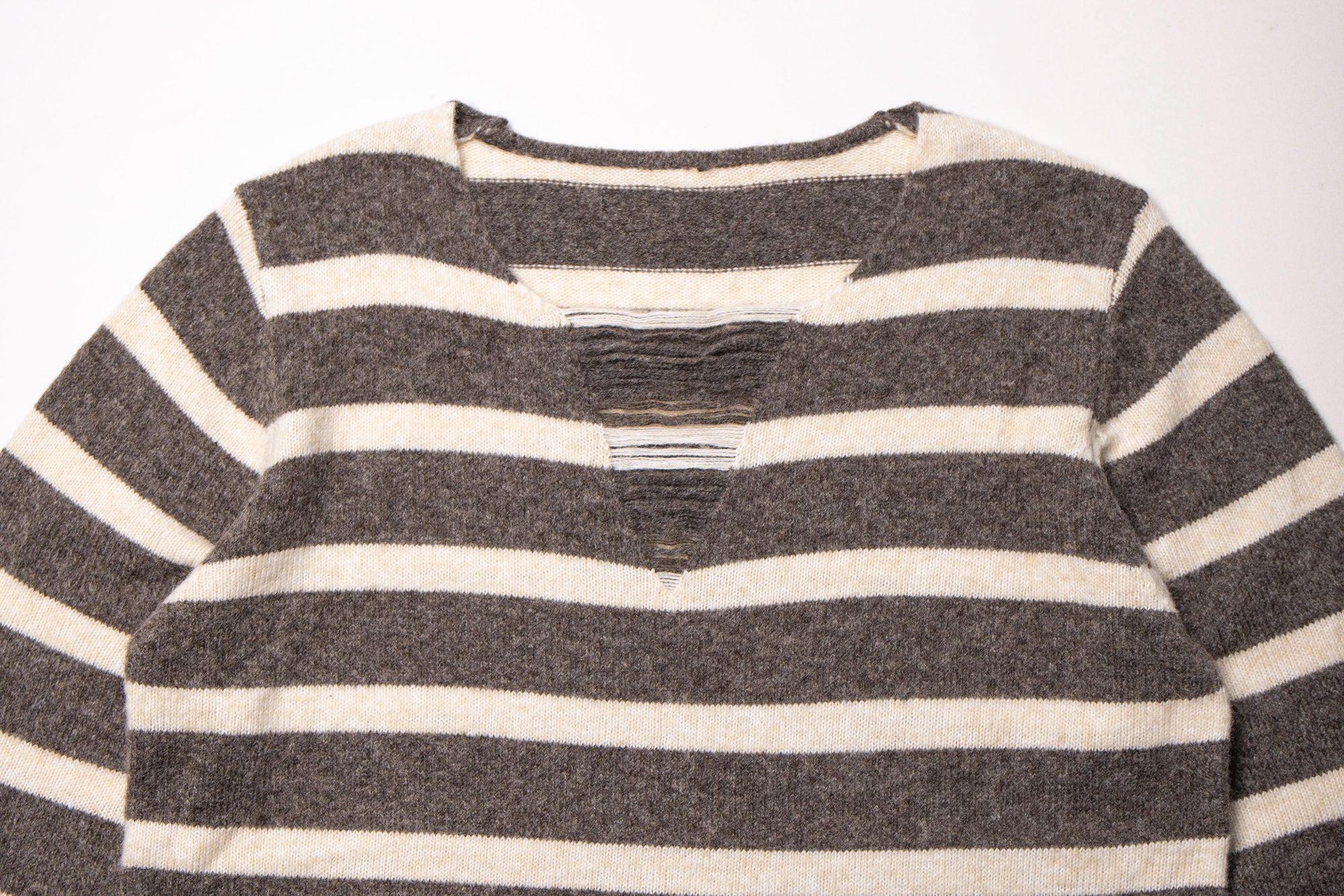 LEONSENSE Distressed Stripe Knit Pullover