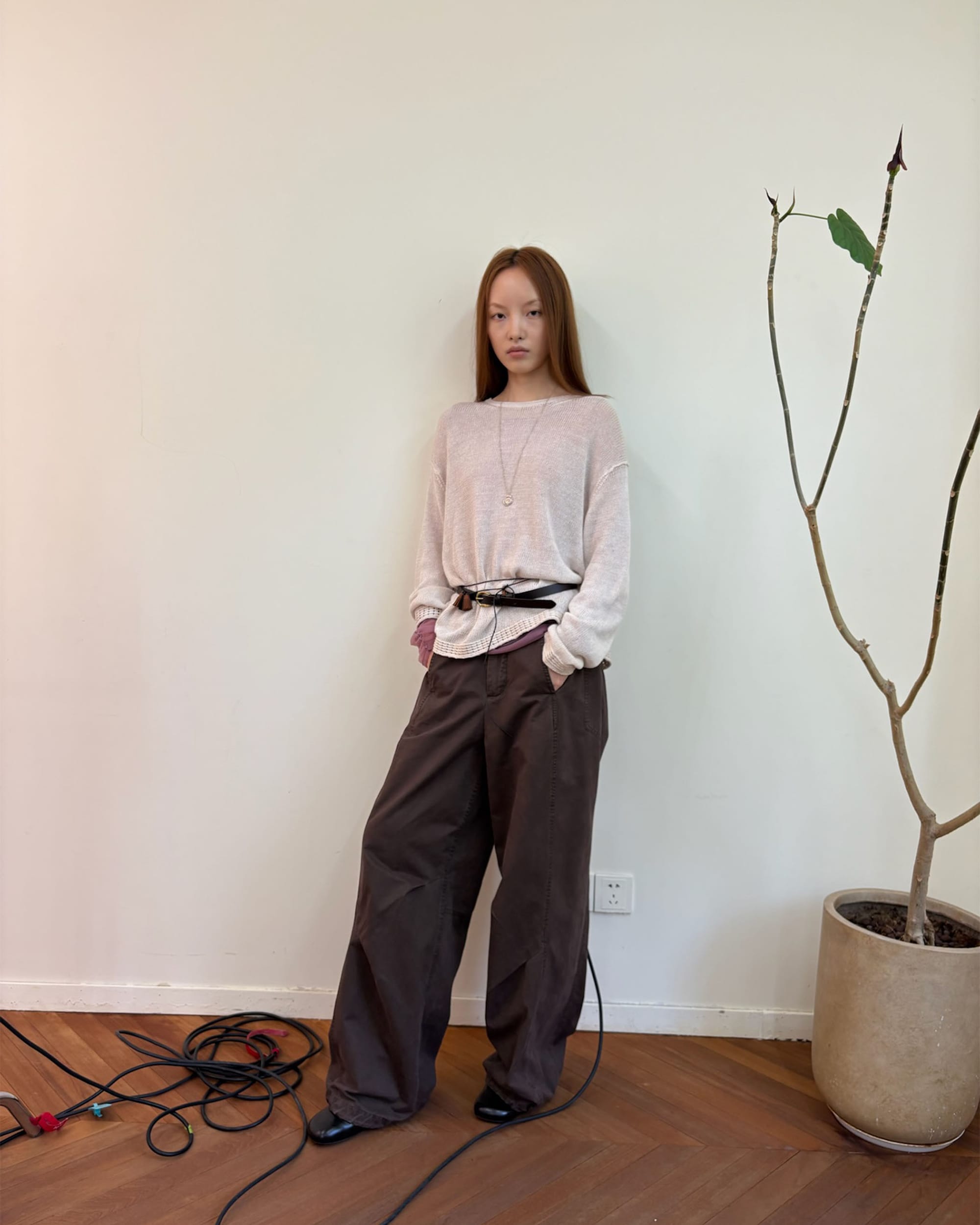NEVERSEEZ Distressed Washed Drawstring Cuff Trousers