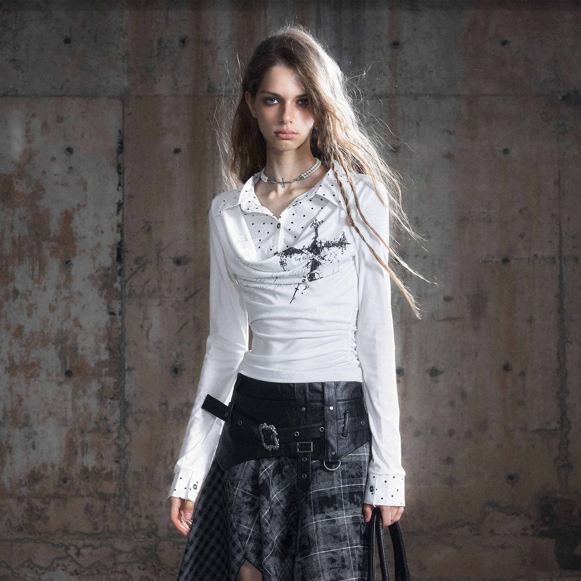 CESTNOUS Faux Layered Draped Top