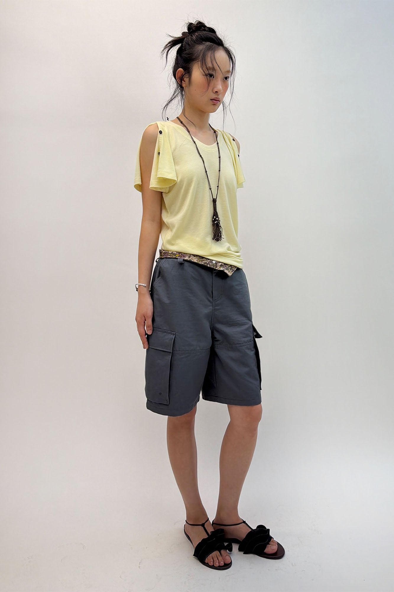NEVERSEEZ Floral Fold-Over Cargo Shorts
