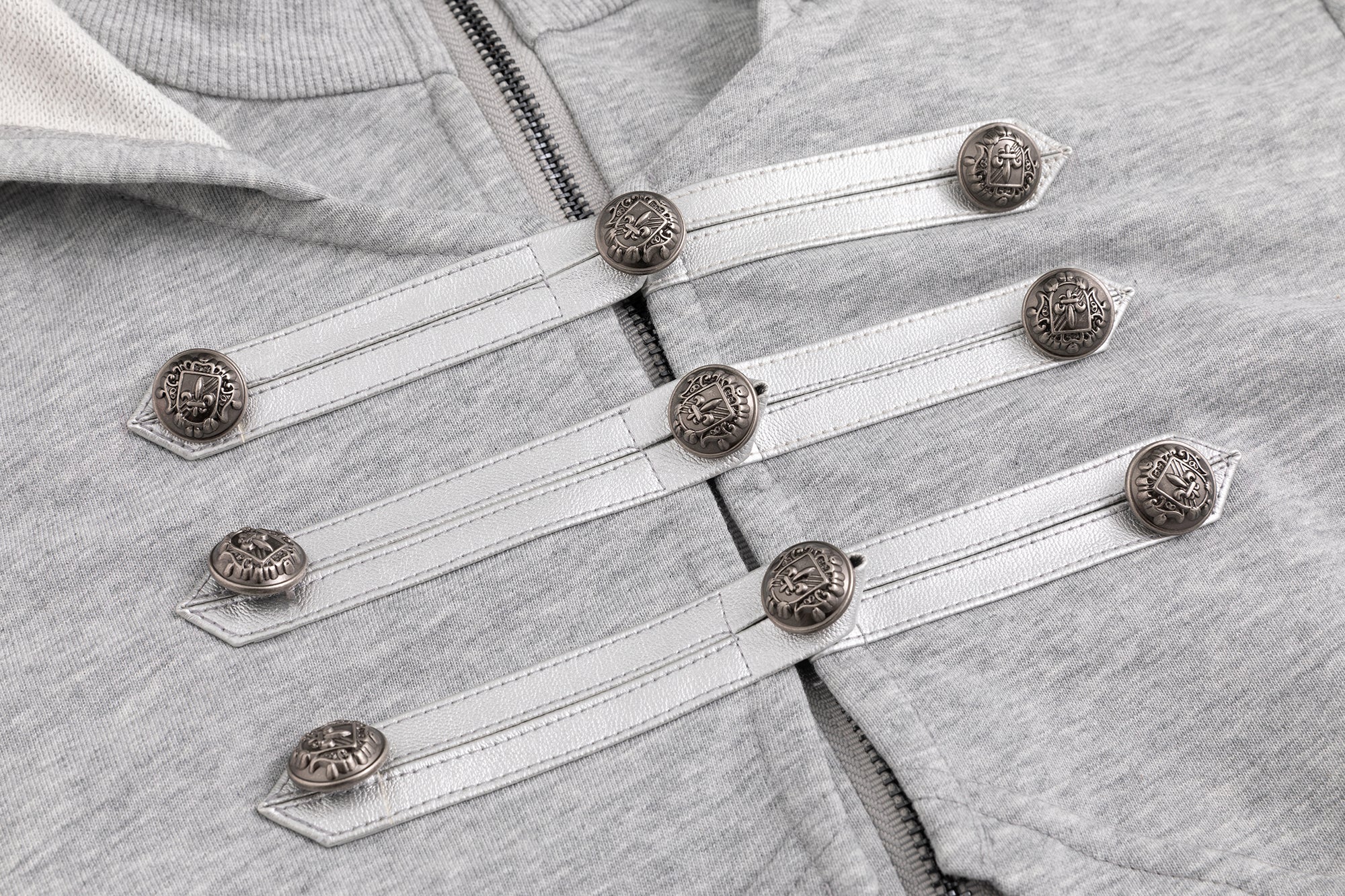 CESTNOUS Punk Metal-Button Napoleon Zip-Up Hoodie