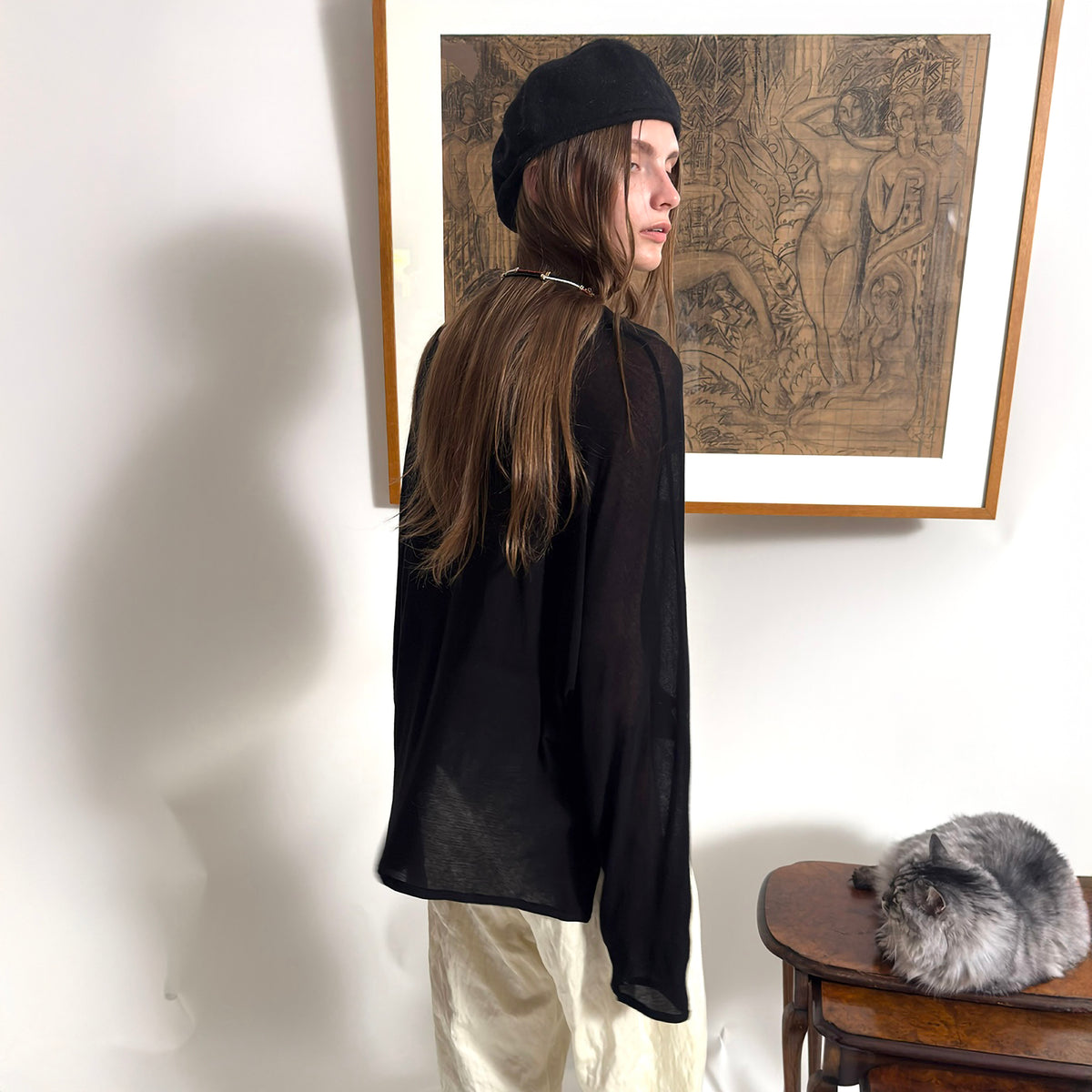 WINGFREE Retro Sheer Relaxed Long-Sleeve Tee