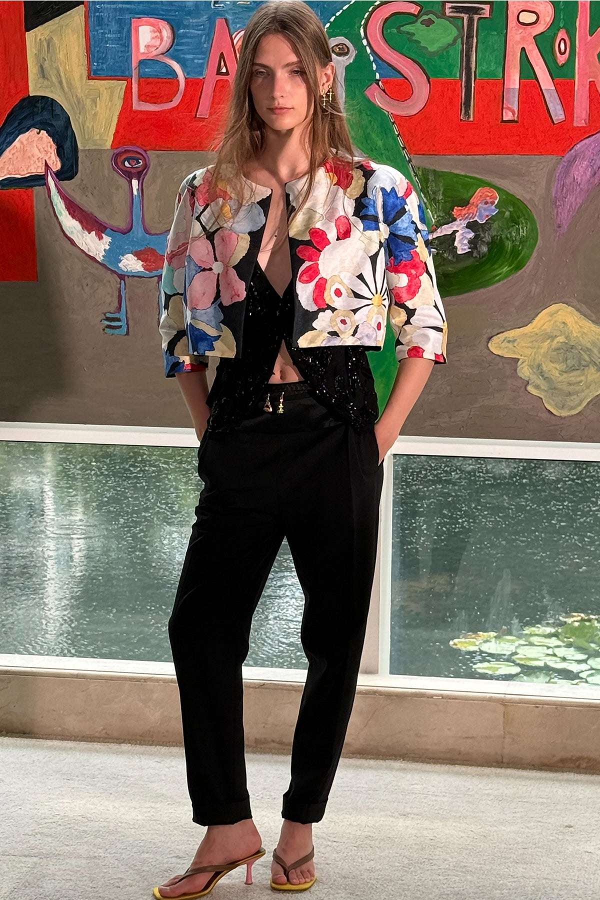 WINGFREE Reversible Floral Cropped Jacket