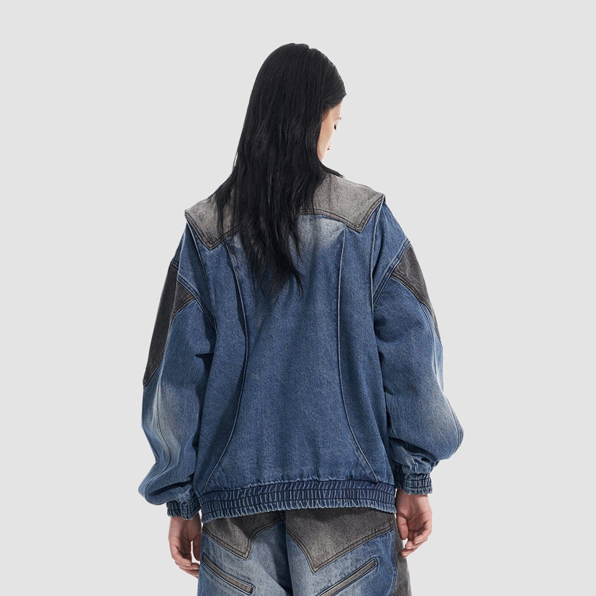 VANN VALRENCE Faded-Wash Paneled Denim Jacket