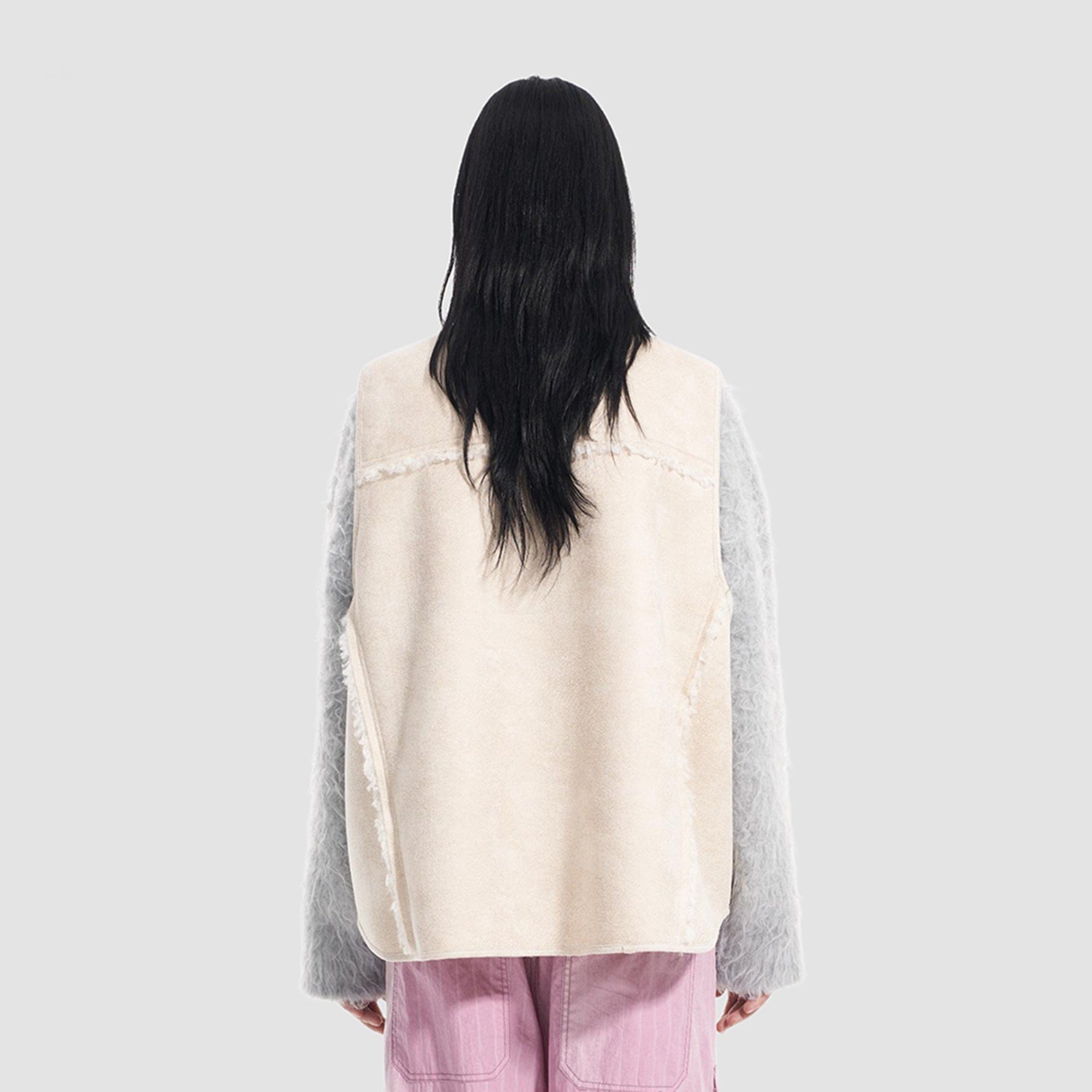 VANN VALRENCE Paneled Fleece-Trim Padded Vest