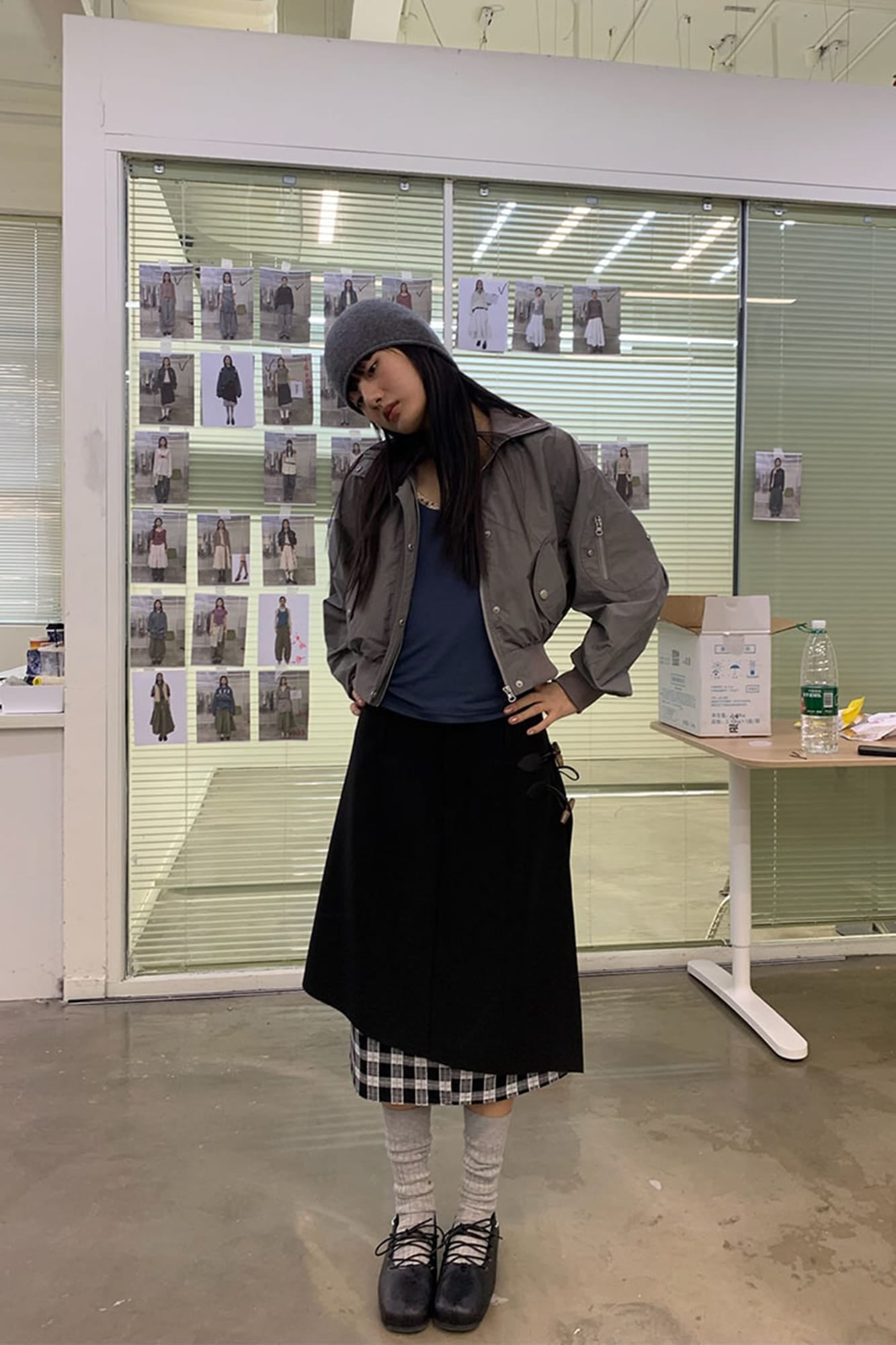 NEVERSEEZ Asymmetrical Toggled Layered Gingham Skirt