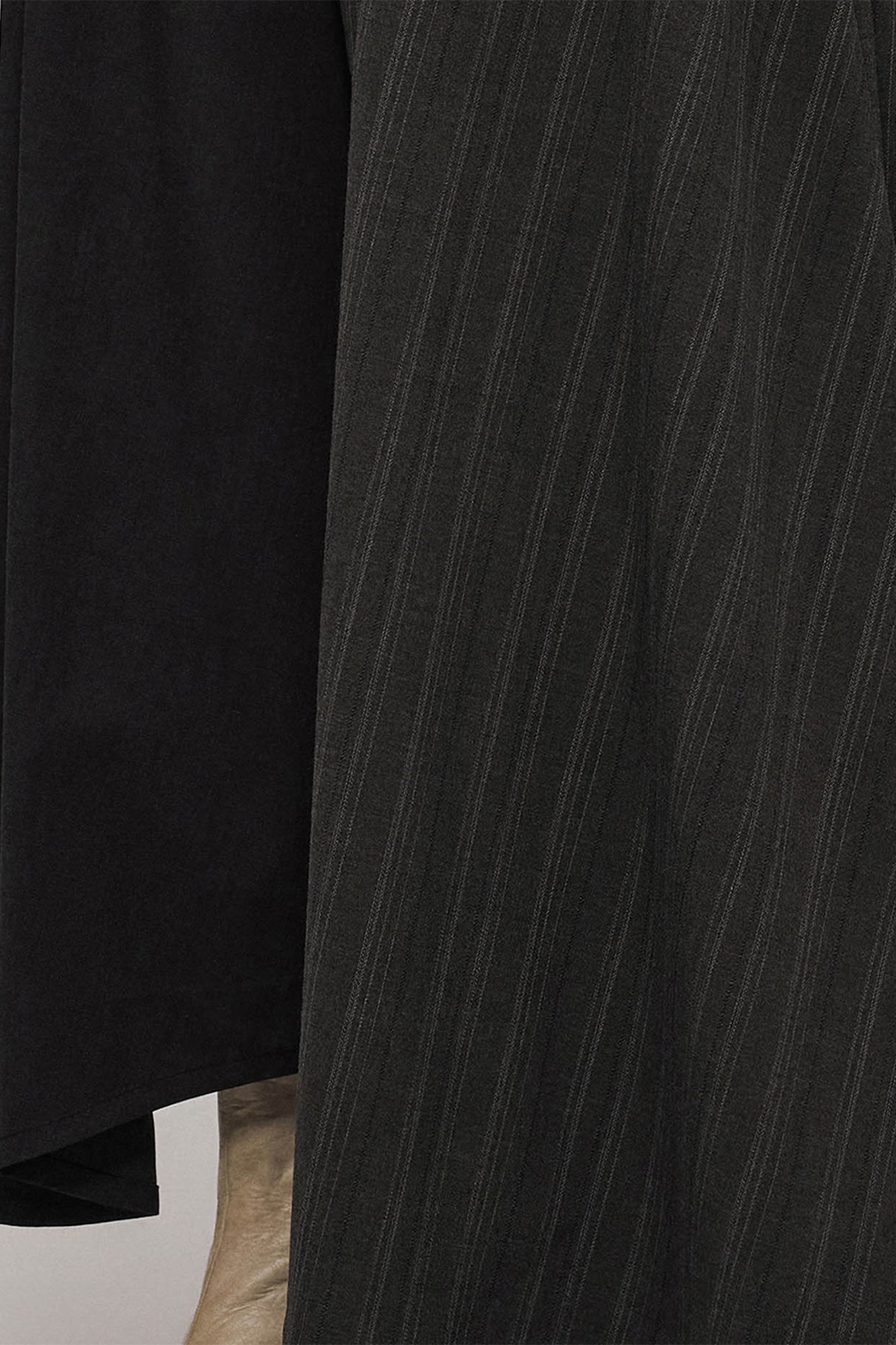 ILNya Nieternite Nifutur Asymmetrical Spliced Pleat Stripe Wide-Leg Pants Gray