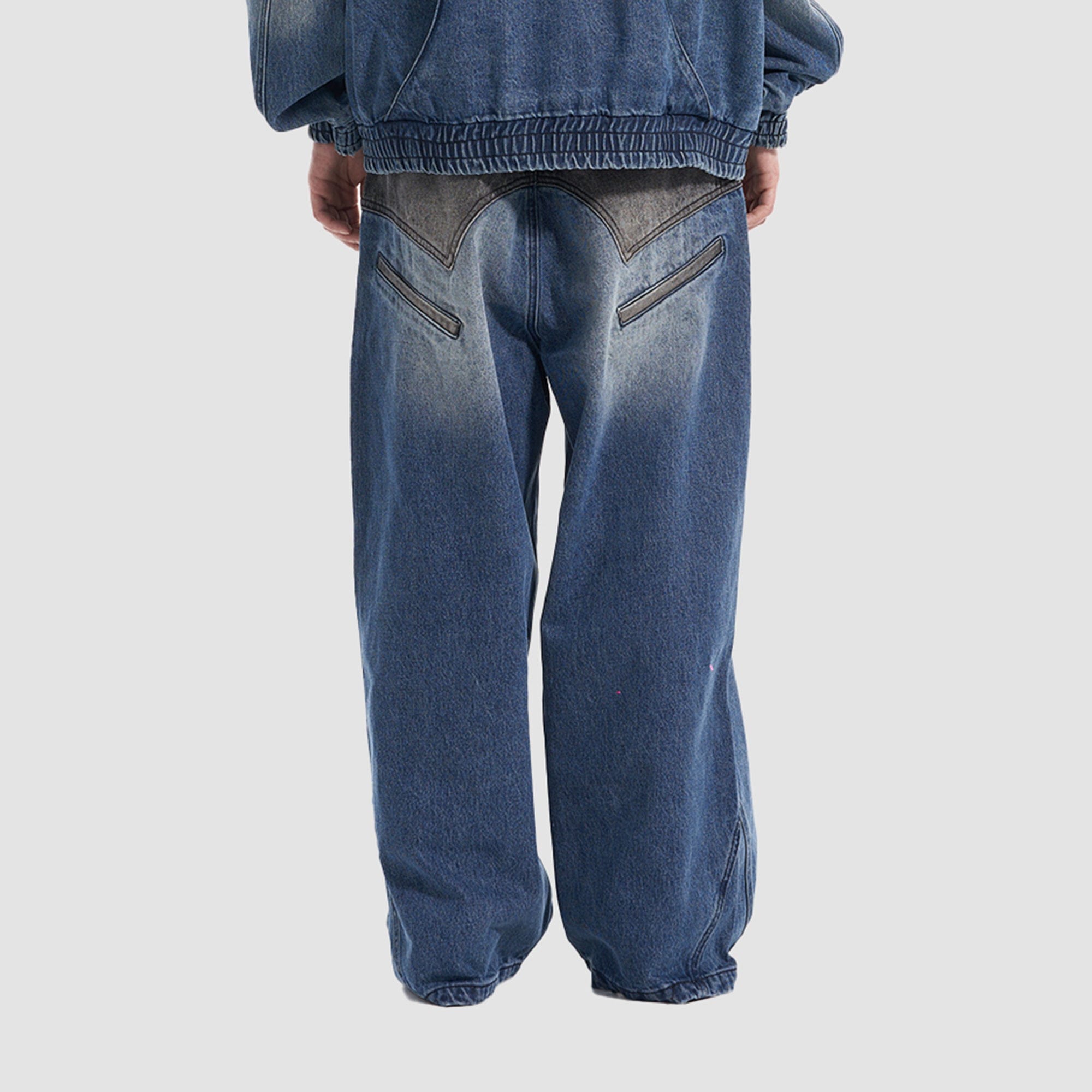 VANN VALRENCE Contrast Faded-Wash Paneled Jeans
