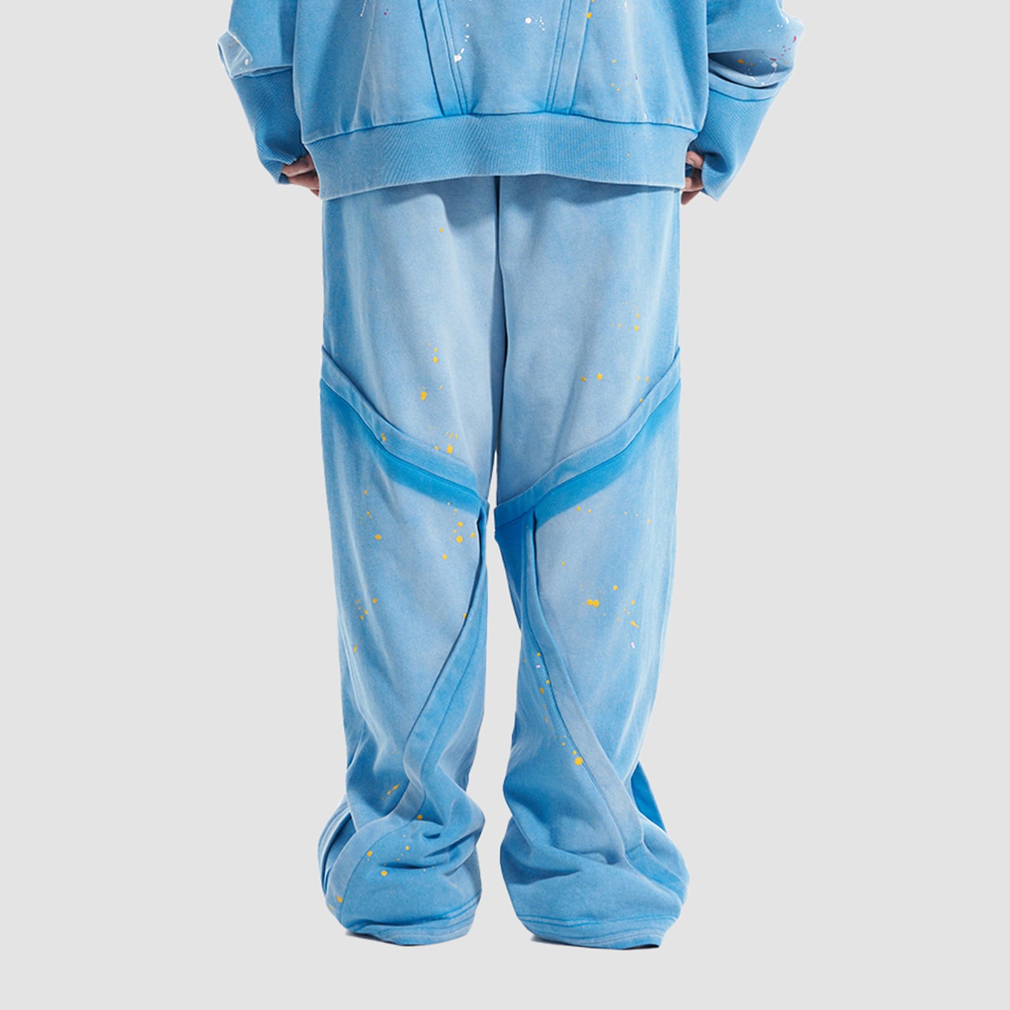 VANN VALRENCE Washed Paint-Splattered Paneled Pants