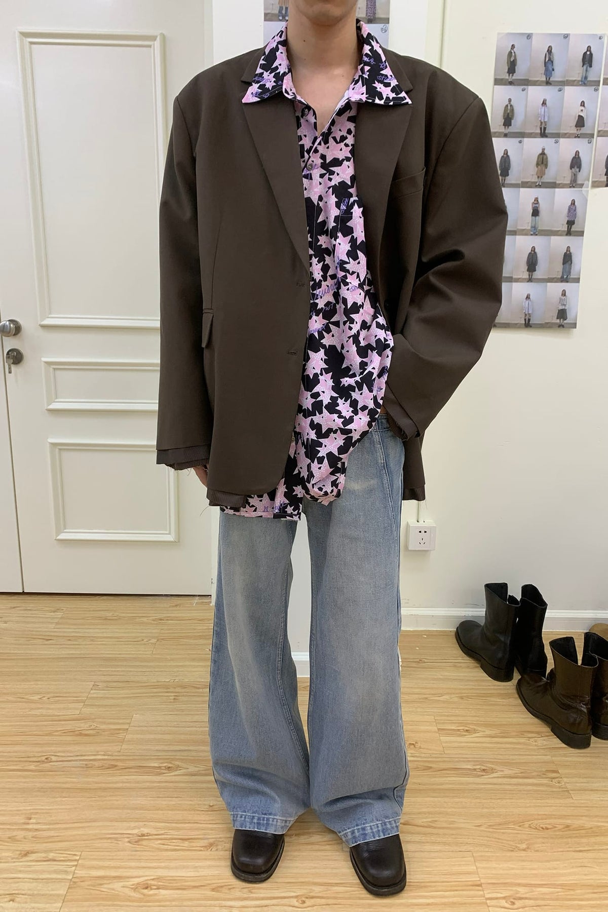 NEVERSEEZ Full-Print Contrast Star Shirt