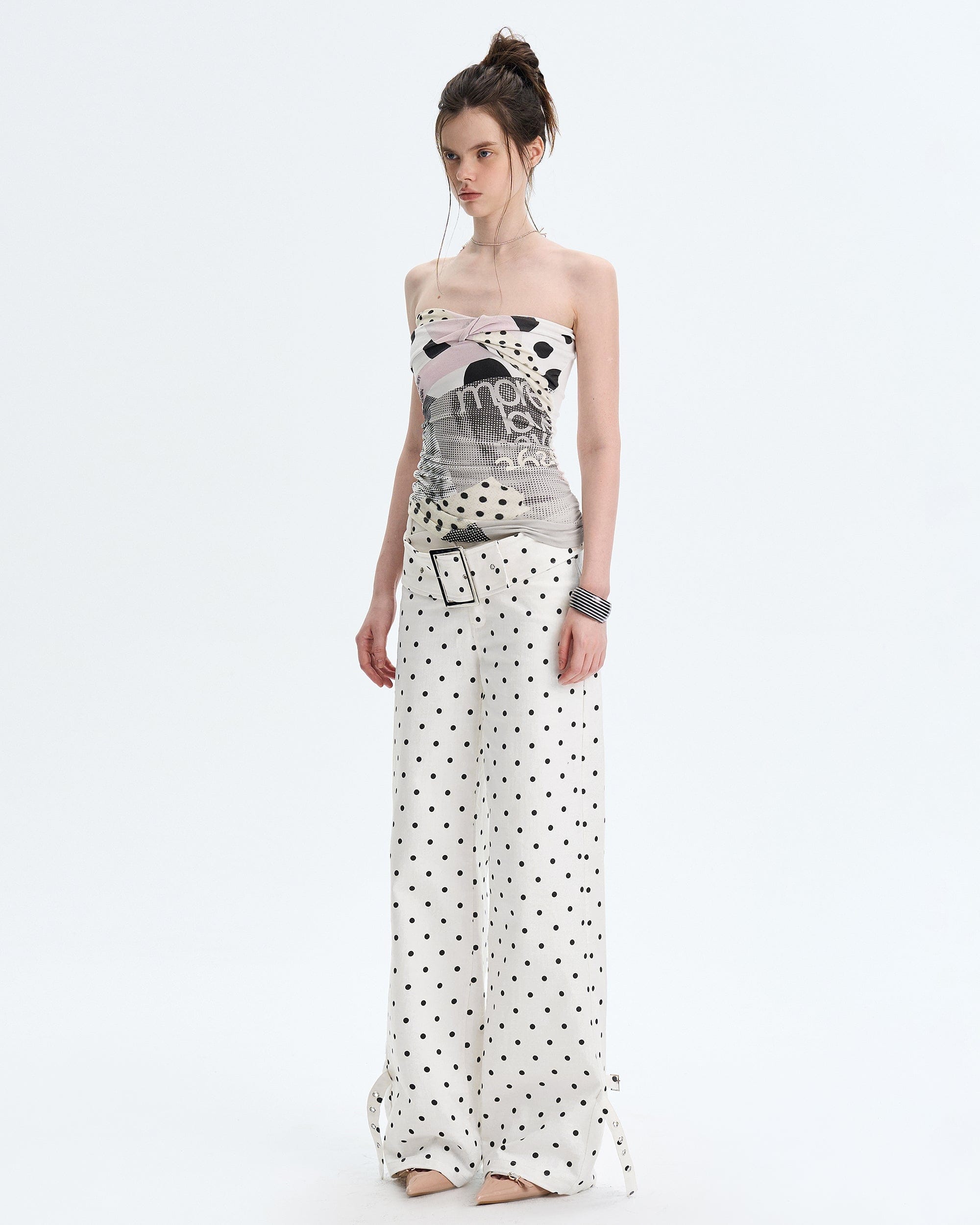 THE NEVERMORE Retro Polka-Dot Straight-Leg Jeans